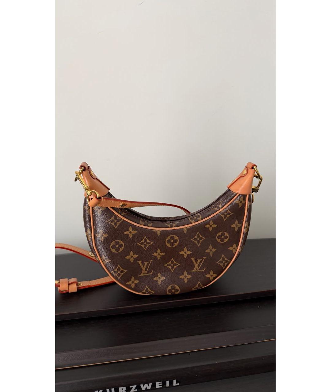 LOUIS VUITTON Коричневая кожаная сумка через плечо, фото 3