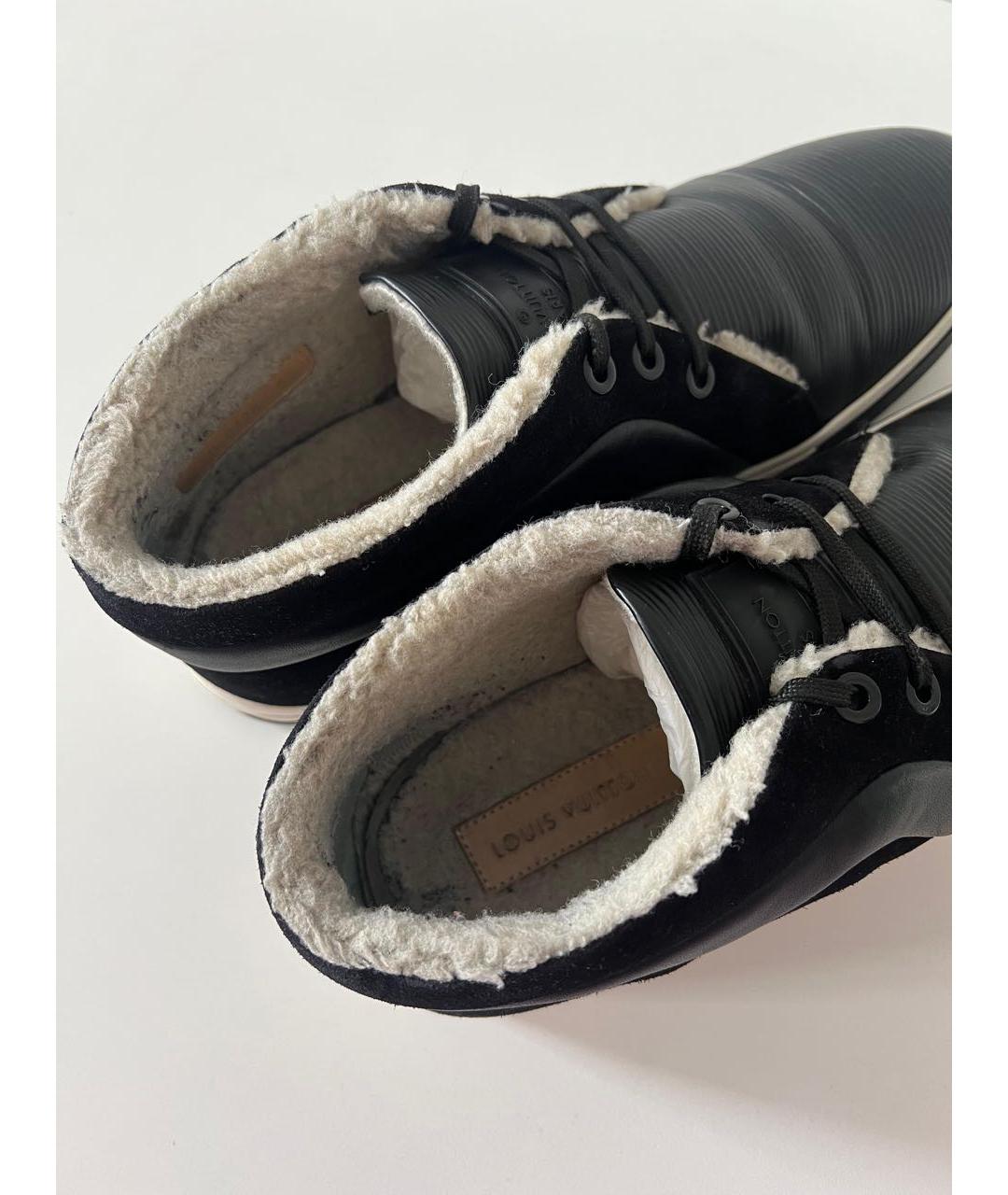 LOUIS VUITTON Черные кожаные высокие кроссовки / кеды, фото 3
