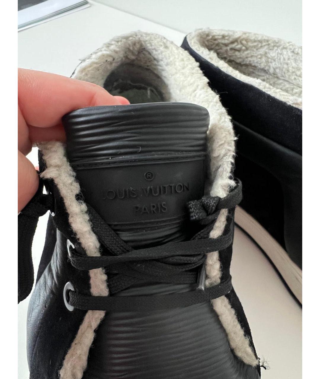 LOUIS VUITTON Черные кожаные высокие кроссовки / кеды, фото 7