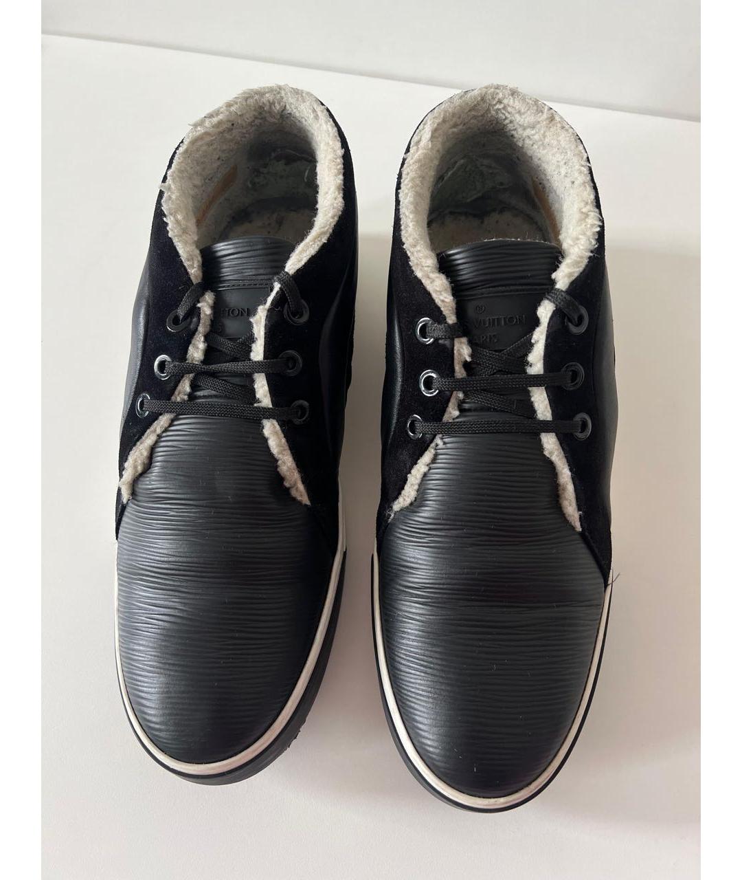 LOUIS VUITTON Черные кожаные высокие кроссовки / кеды, фото 4