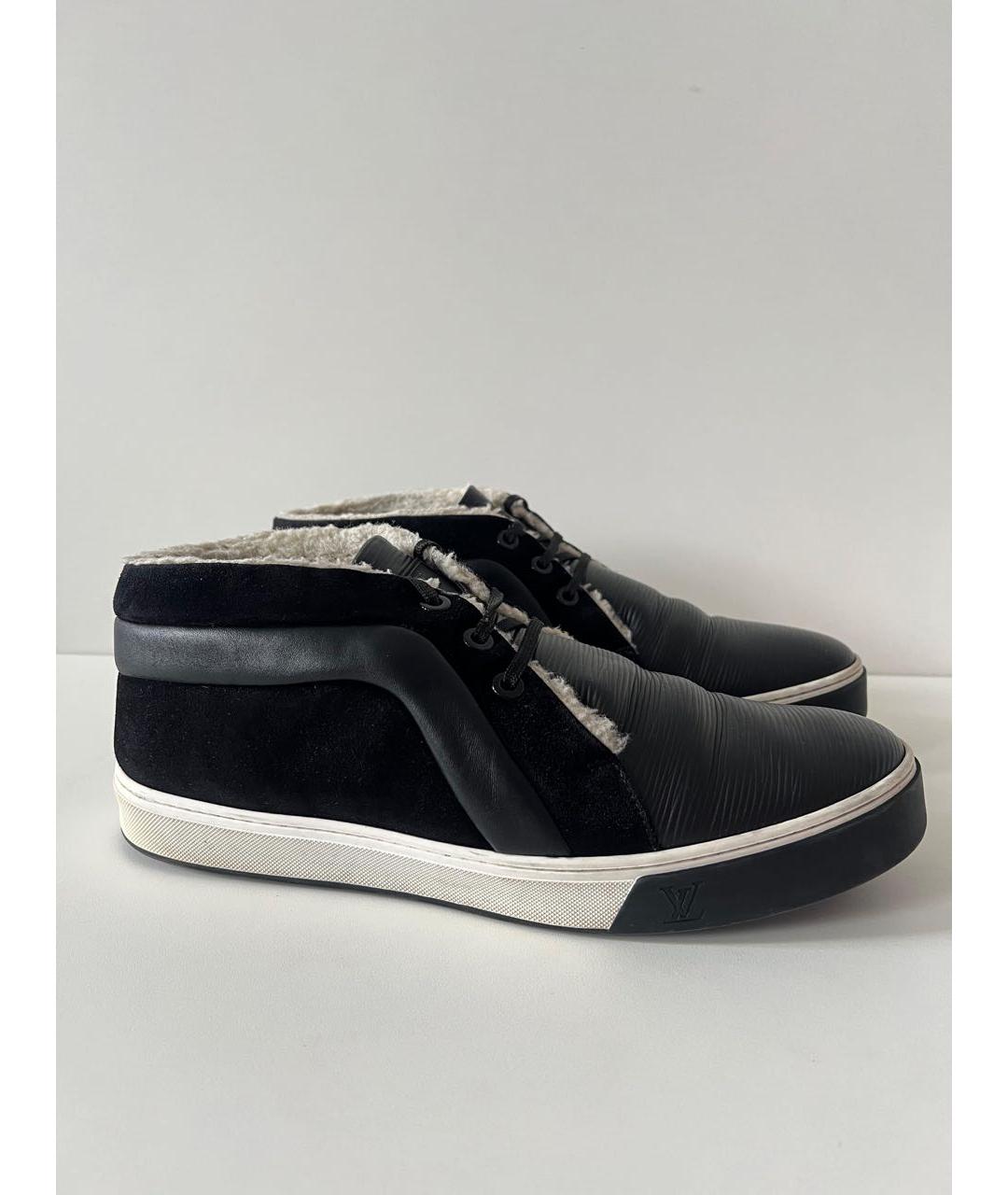LOUIS VUITTON Черные кожаные высокие кроссовки / кеды, фото 9