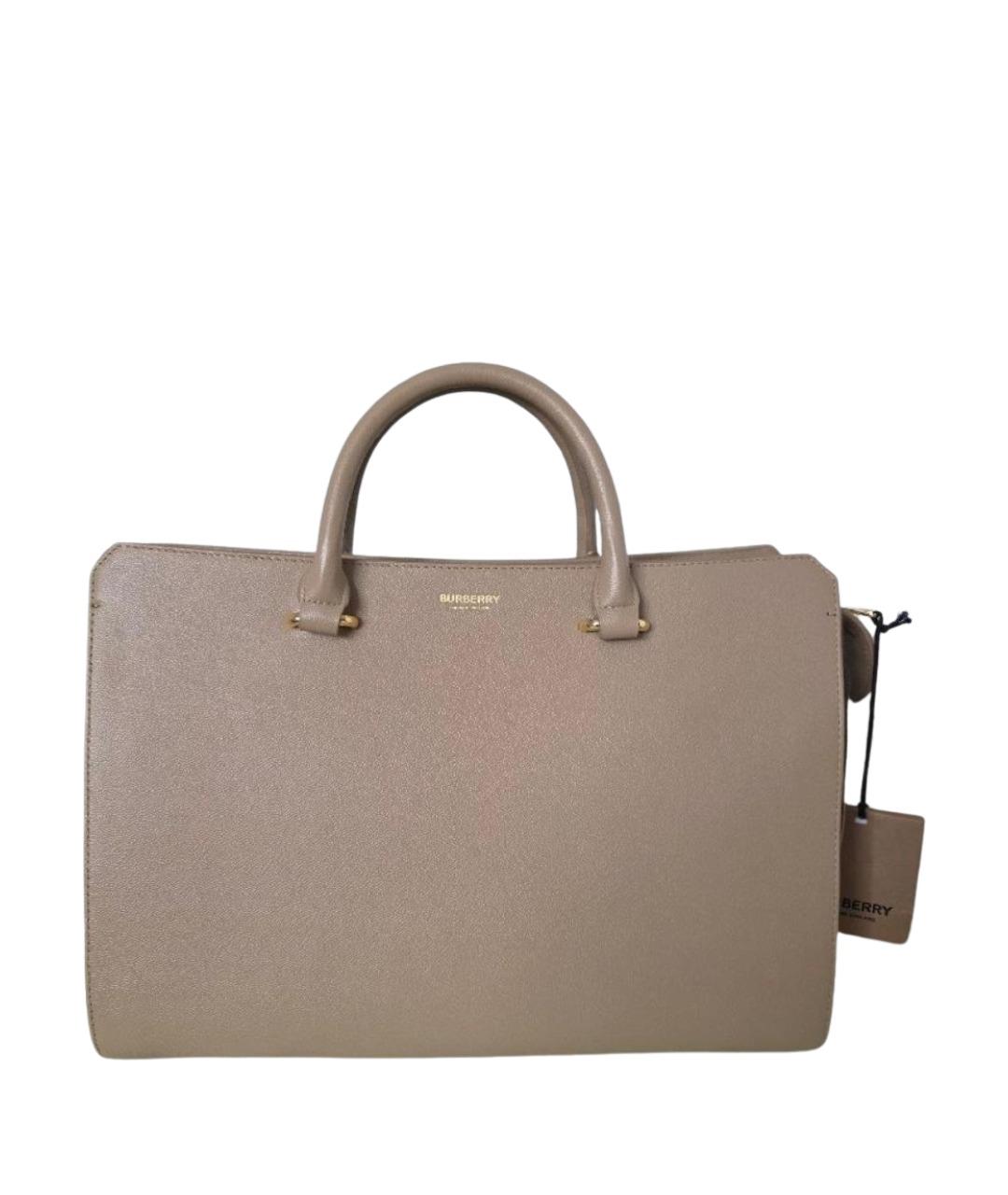 BURBERRY Бежевая кожаная сумка тоут, фото 1