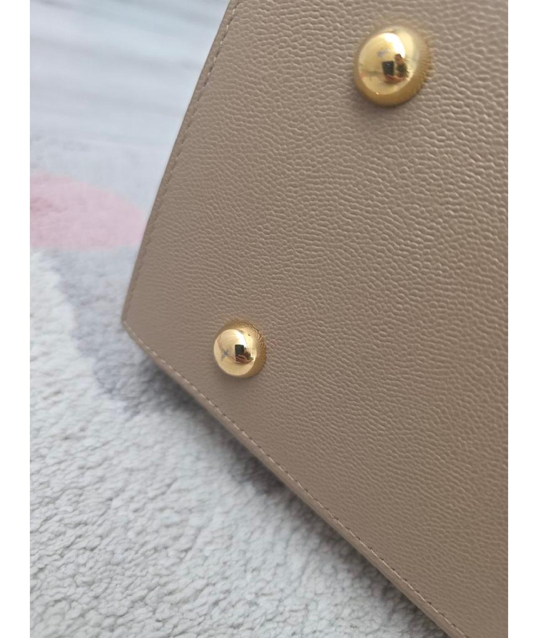 BURBERRY Бежевая кожаная сумка тоут, фото 6