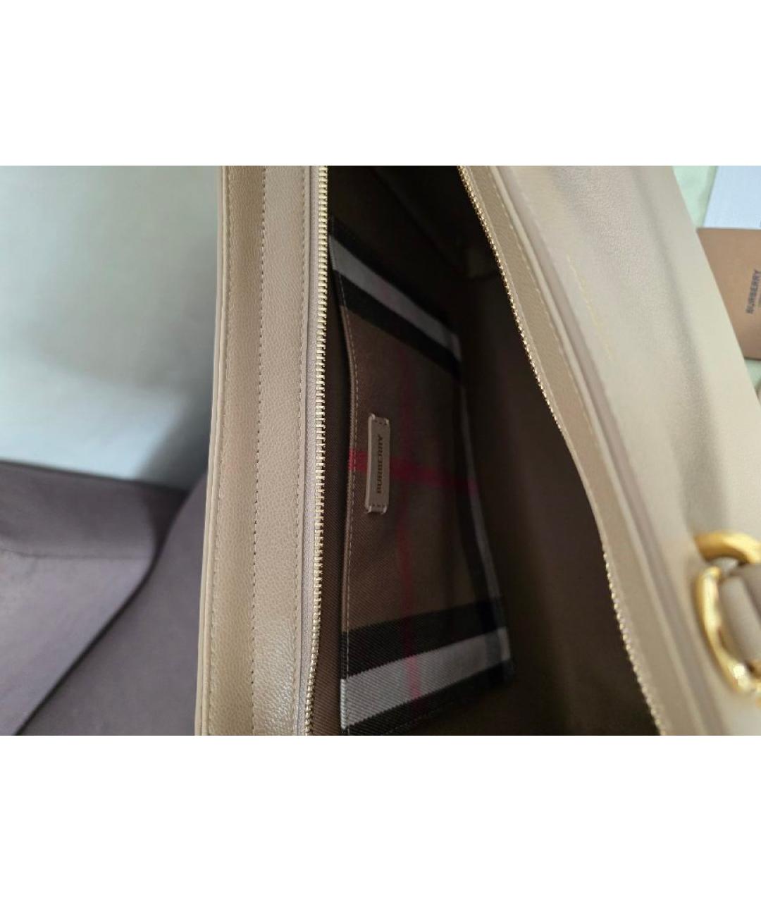 BURBERRY Бежевая кожаная сумка тоут, фото 4