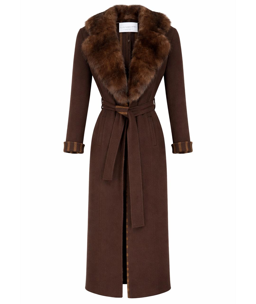 LANGIOTTI Коричневое кашемировое пальто, фото 1