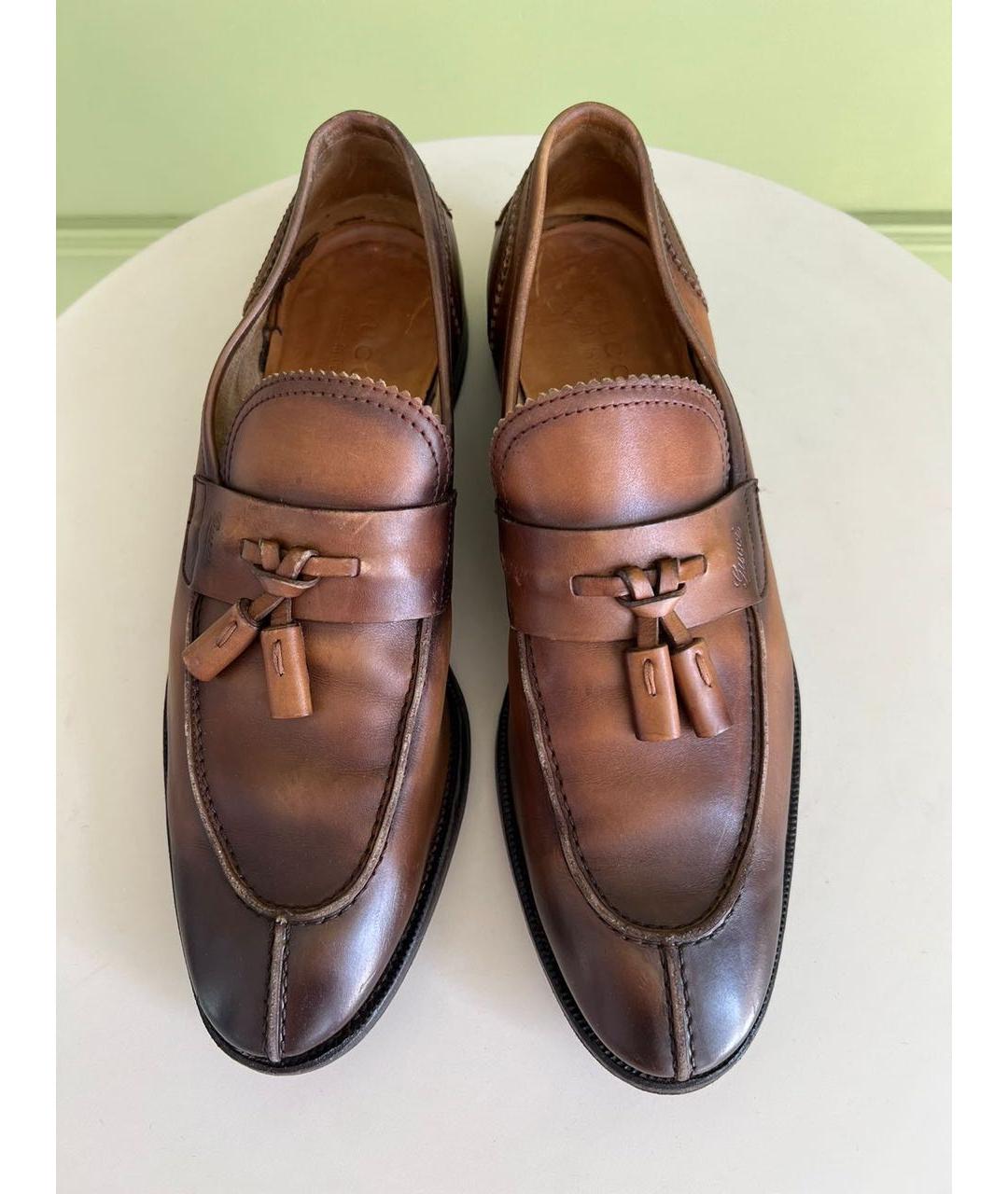 GUCCI Коричневые кожаные туфли, фото 2