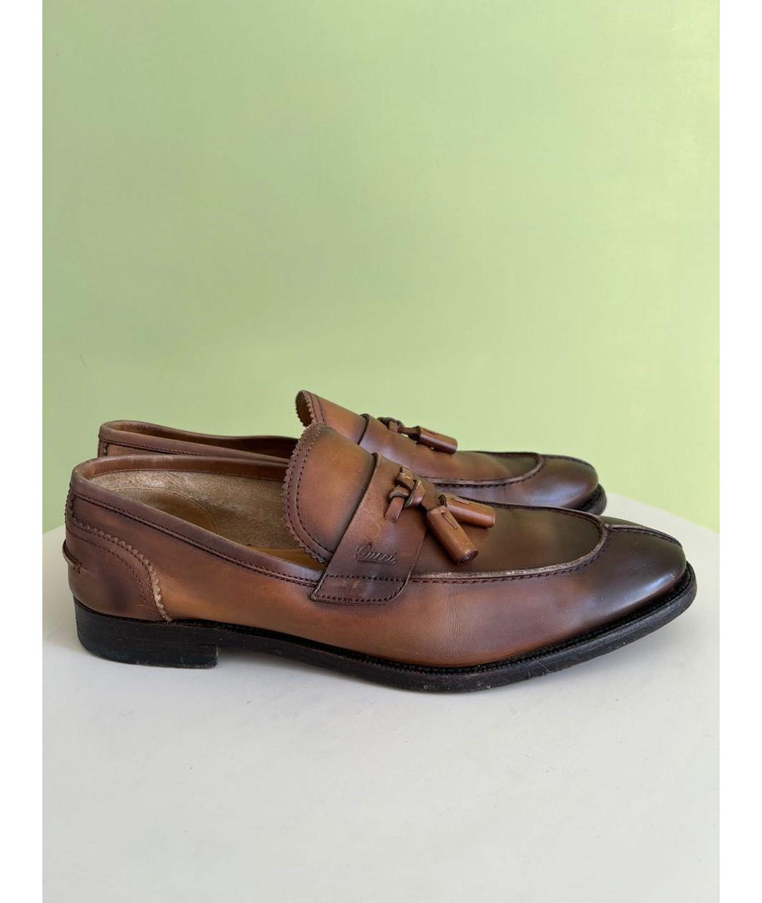 GUCCI Коричневые кожаные туфли, фото 9