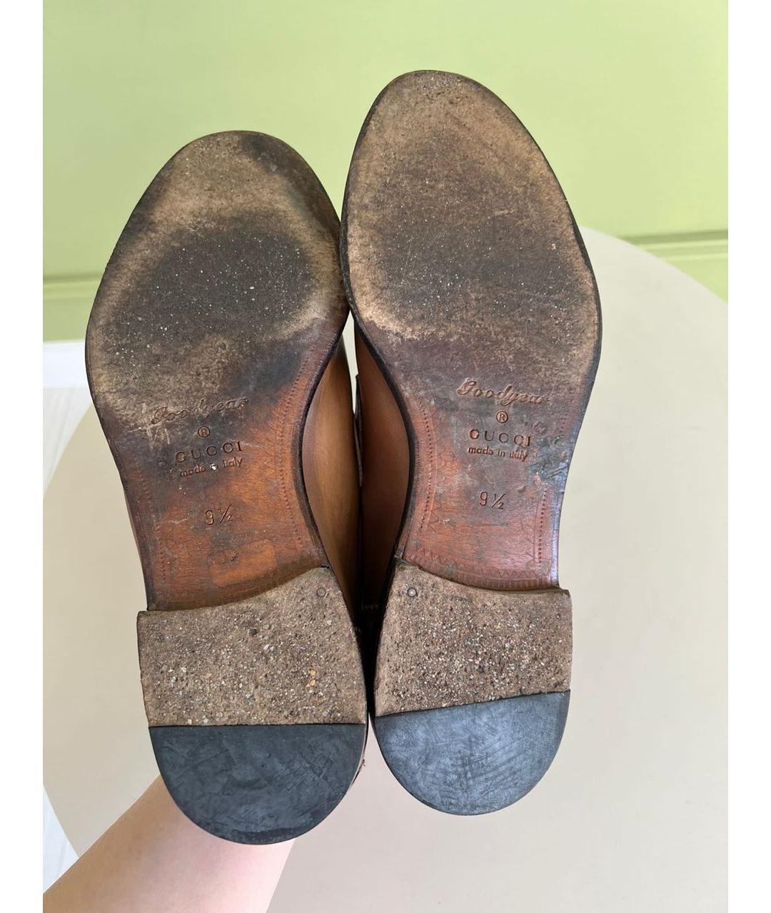 GUCCI Коричневые кожаные туфли, фото 6