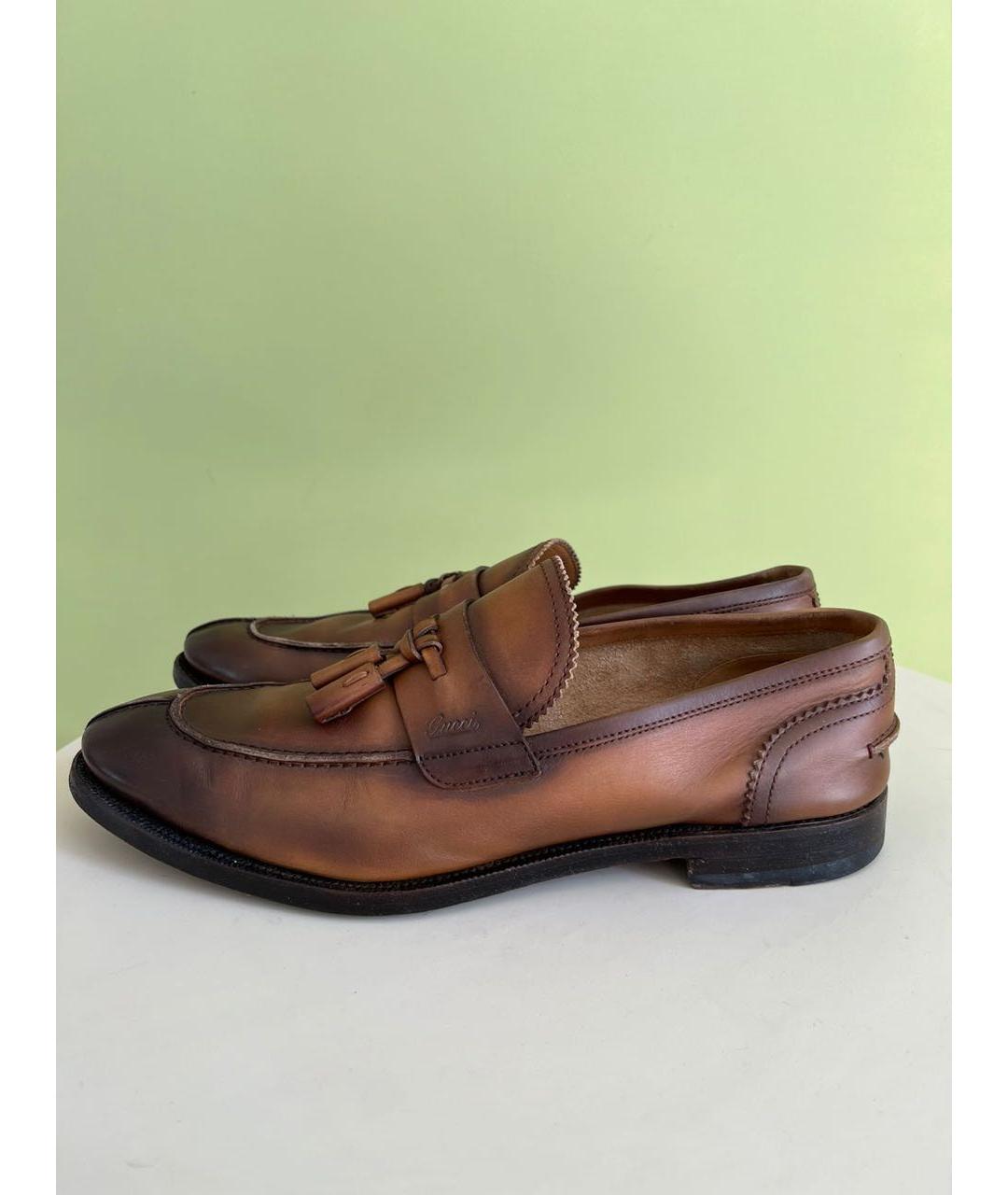 GUCCI Коричневые кожаные туфли, фото 5