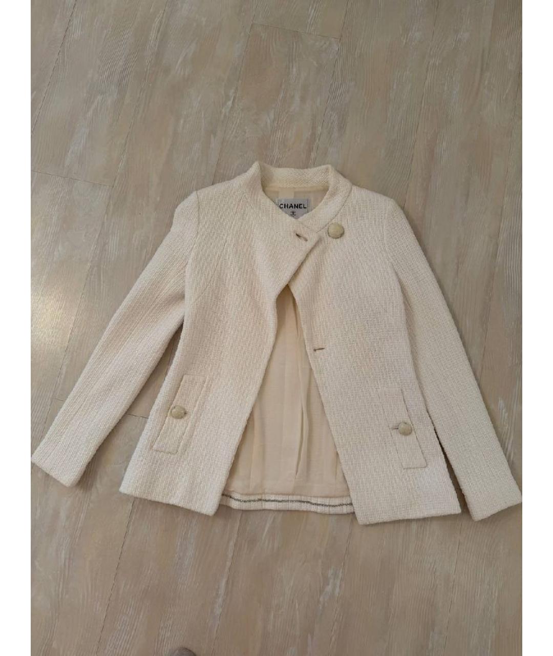 CHANEL Белый твидовый жакет/пиджак, фото 5