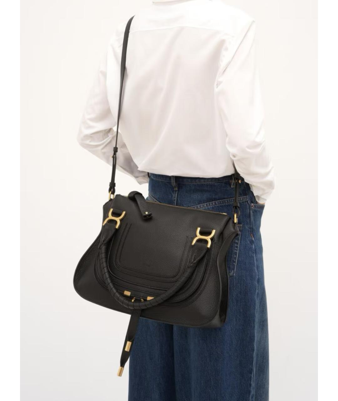 CHLOE Черная кожаная сумка через плечо, фото 2