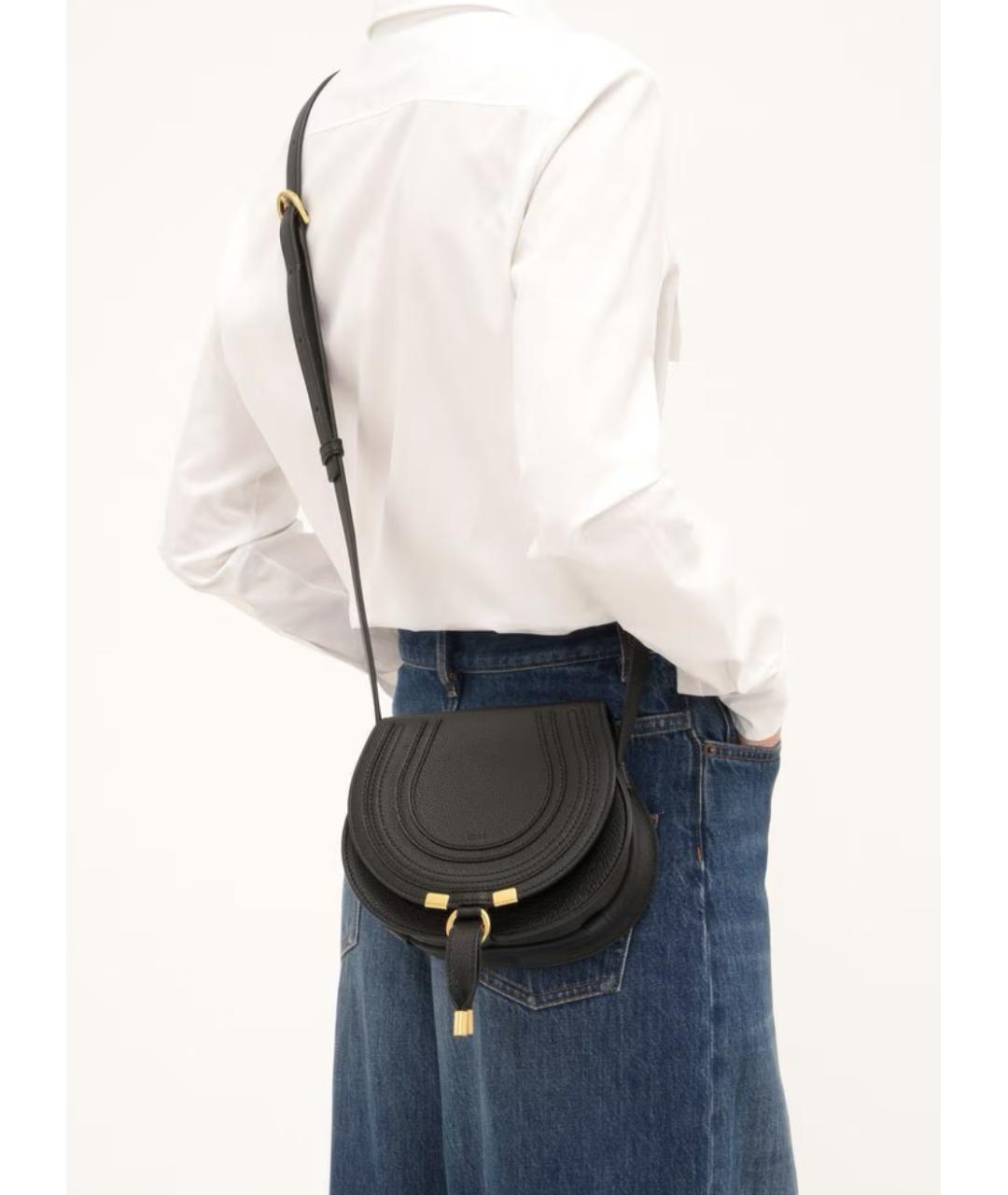 CHLOE Черная кожаная сумка через плечо, фото 2