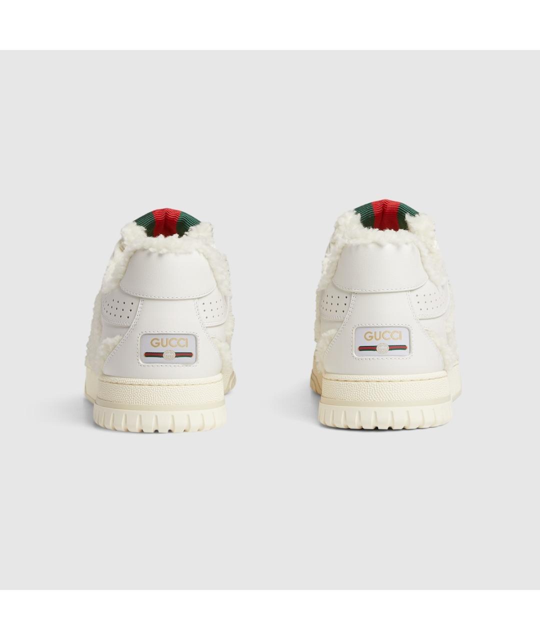 GUCCI Белые кожаные низкие кроссовки / кеды, фото 4