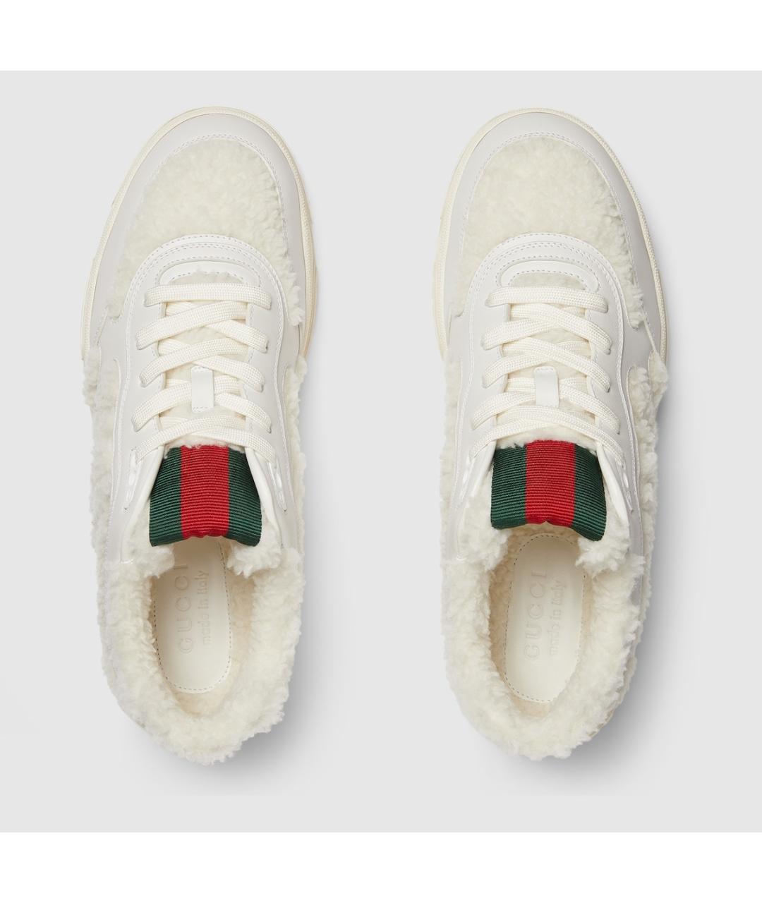 GUCCI Белые кожаные низкие кроссовки / кеды, фото 5
