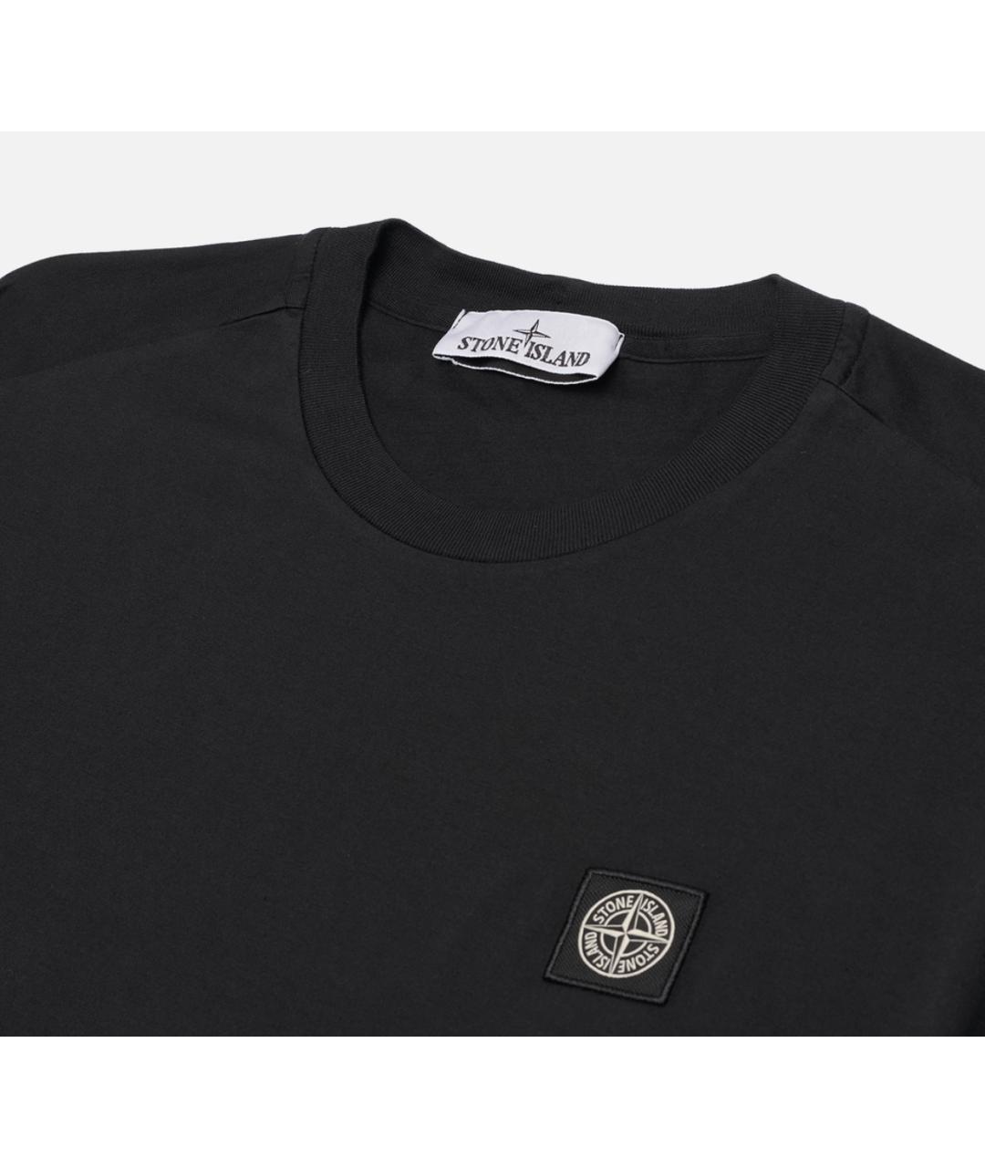 STONE ISLAND Черная хлопковая футболка, фото 2