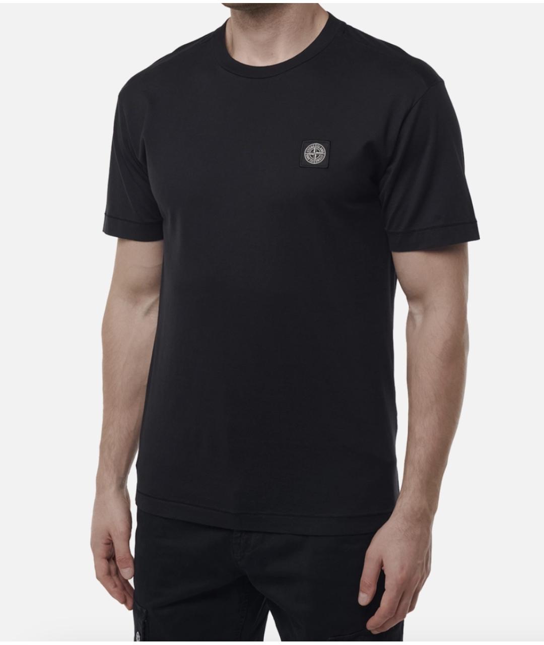 STONE ISLAND Черная хлопковая футболка, фото 3