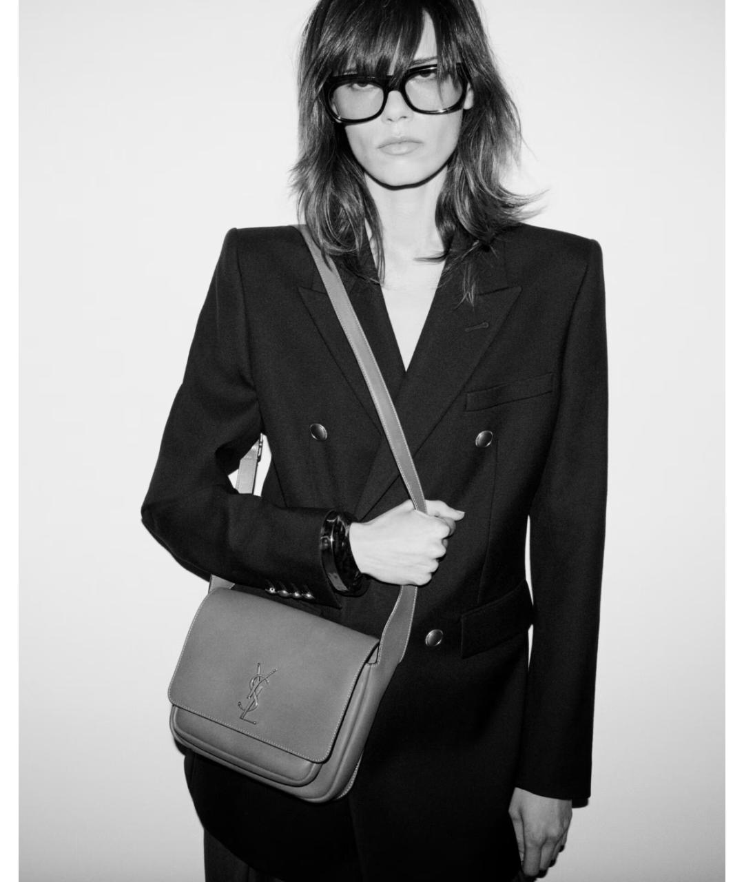 SAINT LAURENT Черная кожаная сумка через плечо, фото 6