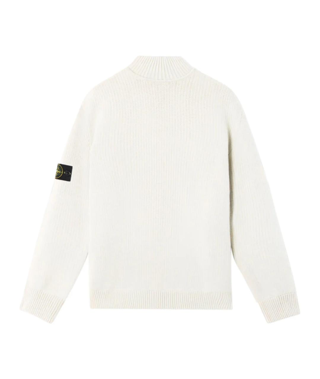 STONE ISLAND Белый хлопковый джемпер / свитер, фото 3