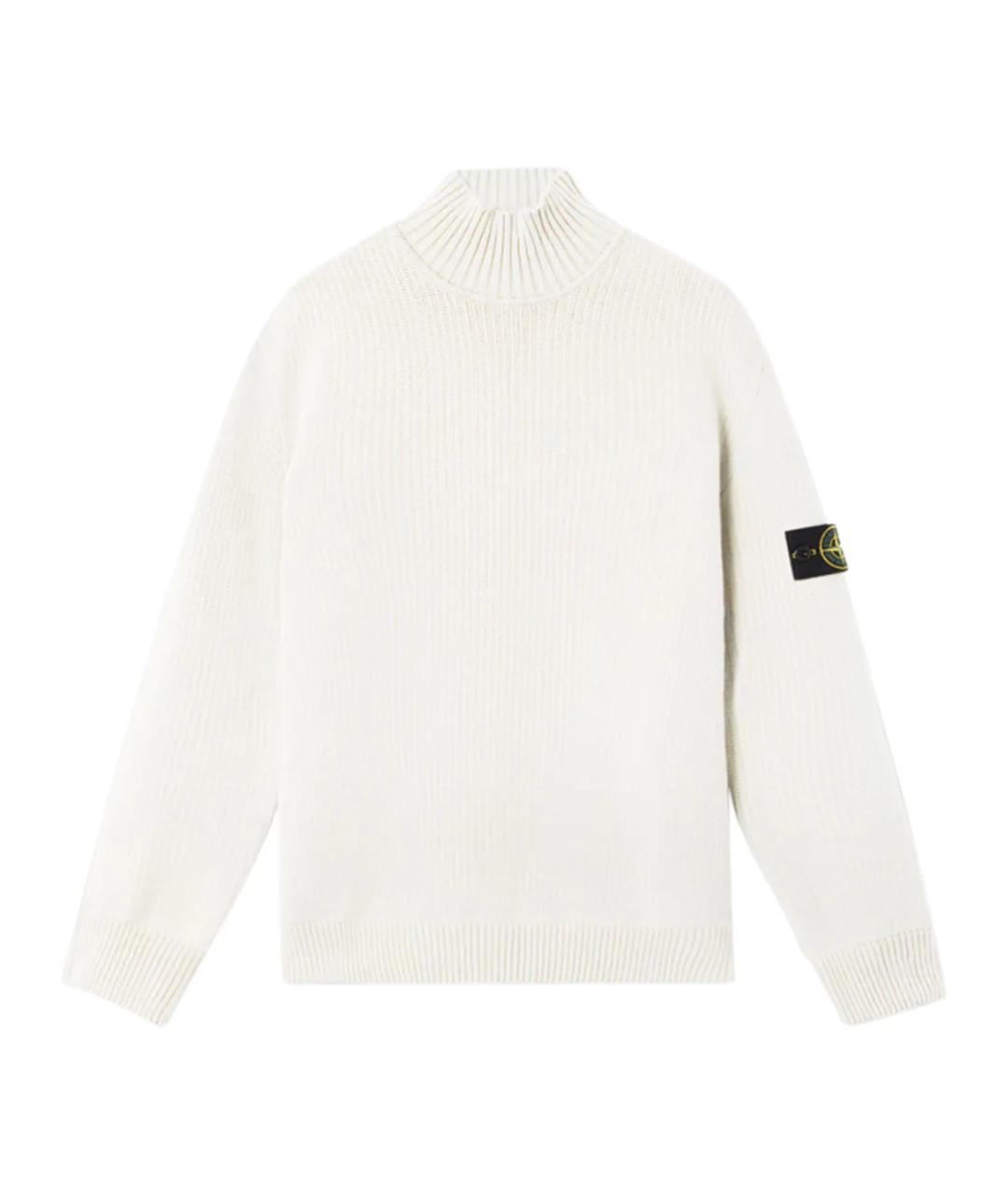 STONE ISLAND Белый хлопковый джемпер / свитер, фото 1