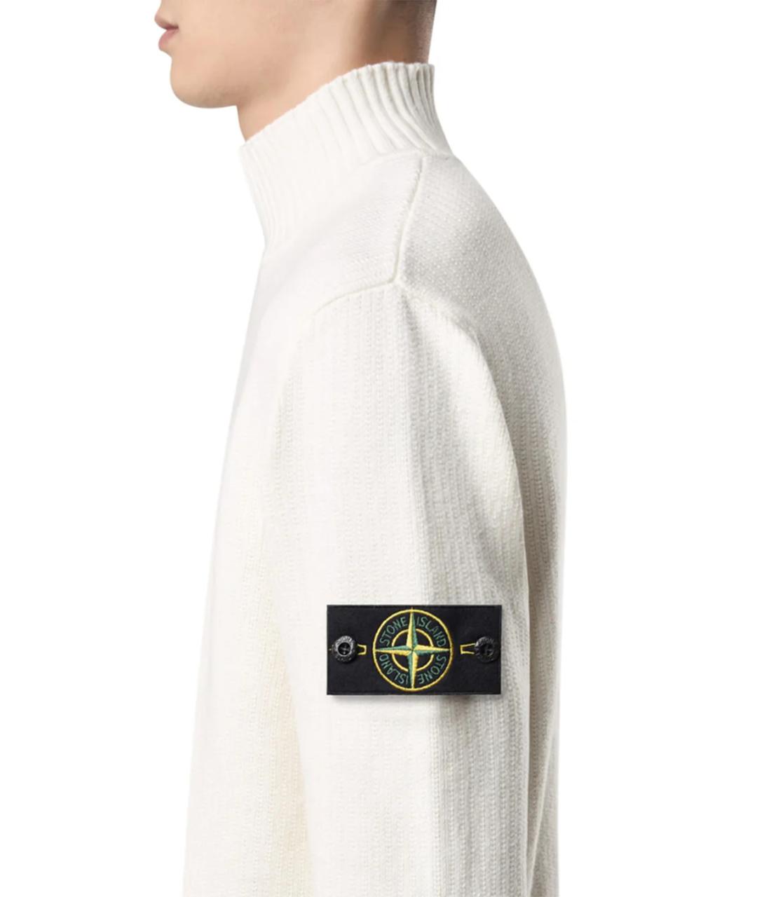 STONE ISLAND Белый хлопковый джемпер / свитер, фото 2