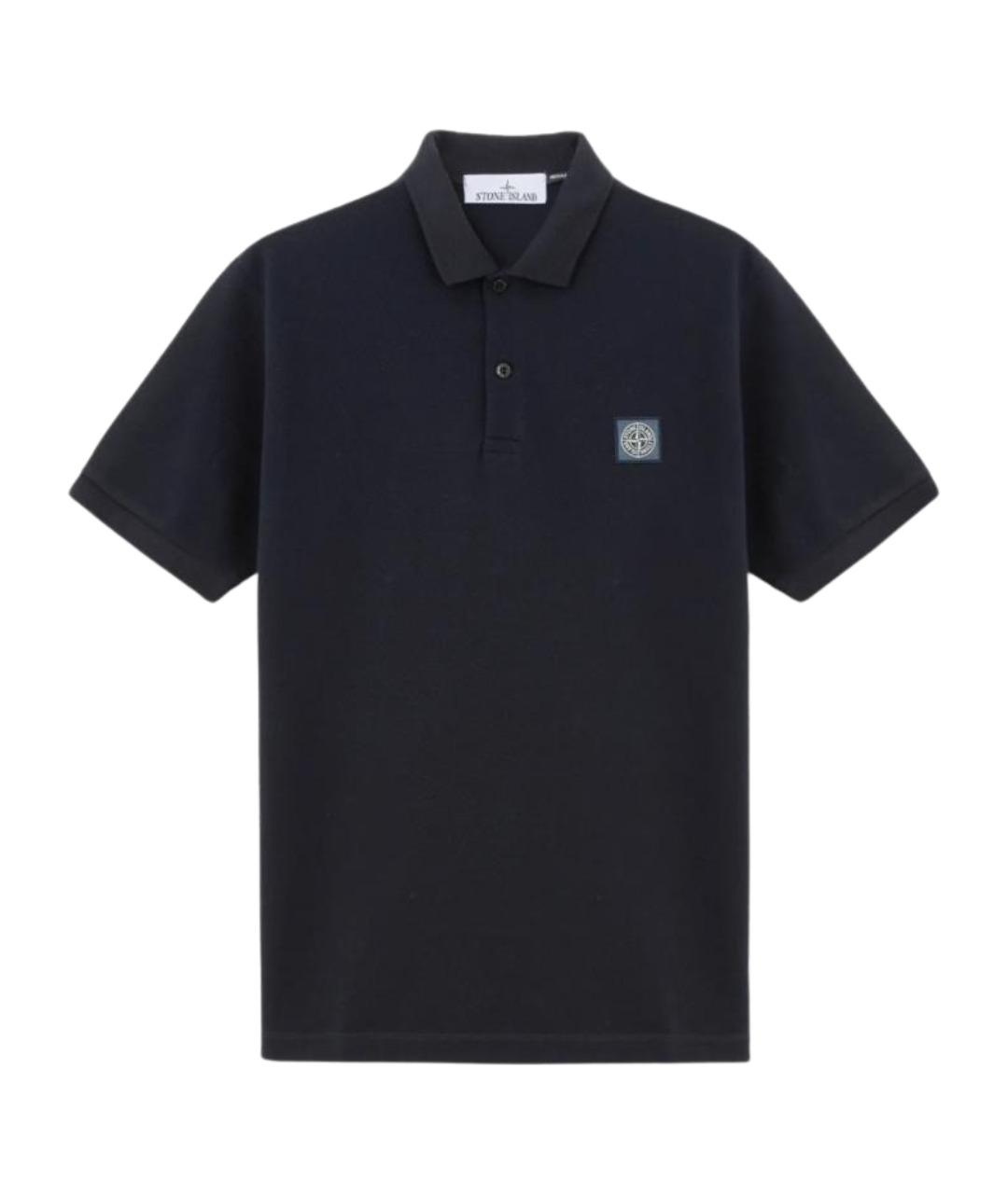 STONE ISLAND Темно-синее хлопковое поло с коротким рукавом, фото 1