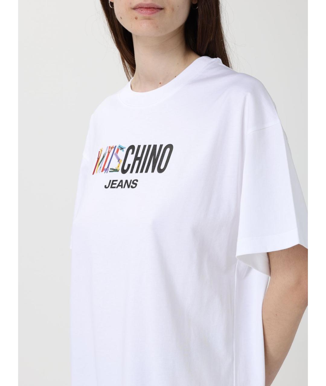 MOSCHINO JEANS Белое хлопковое повседневное платье, фото 4