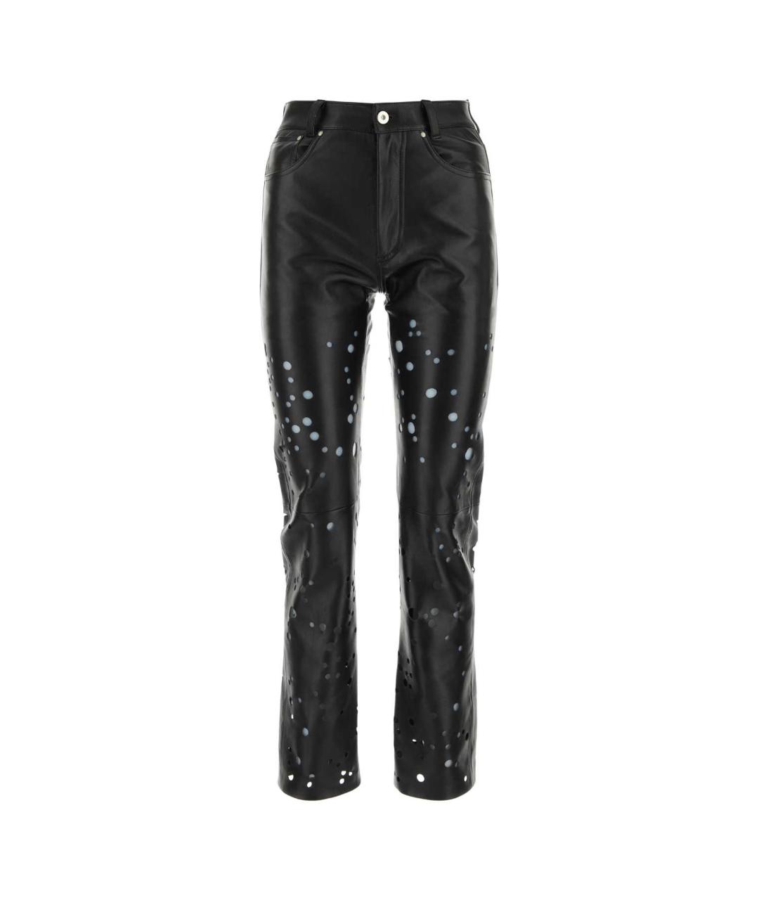 DURAZZI Черные кожаные прямые брюки, фото 1