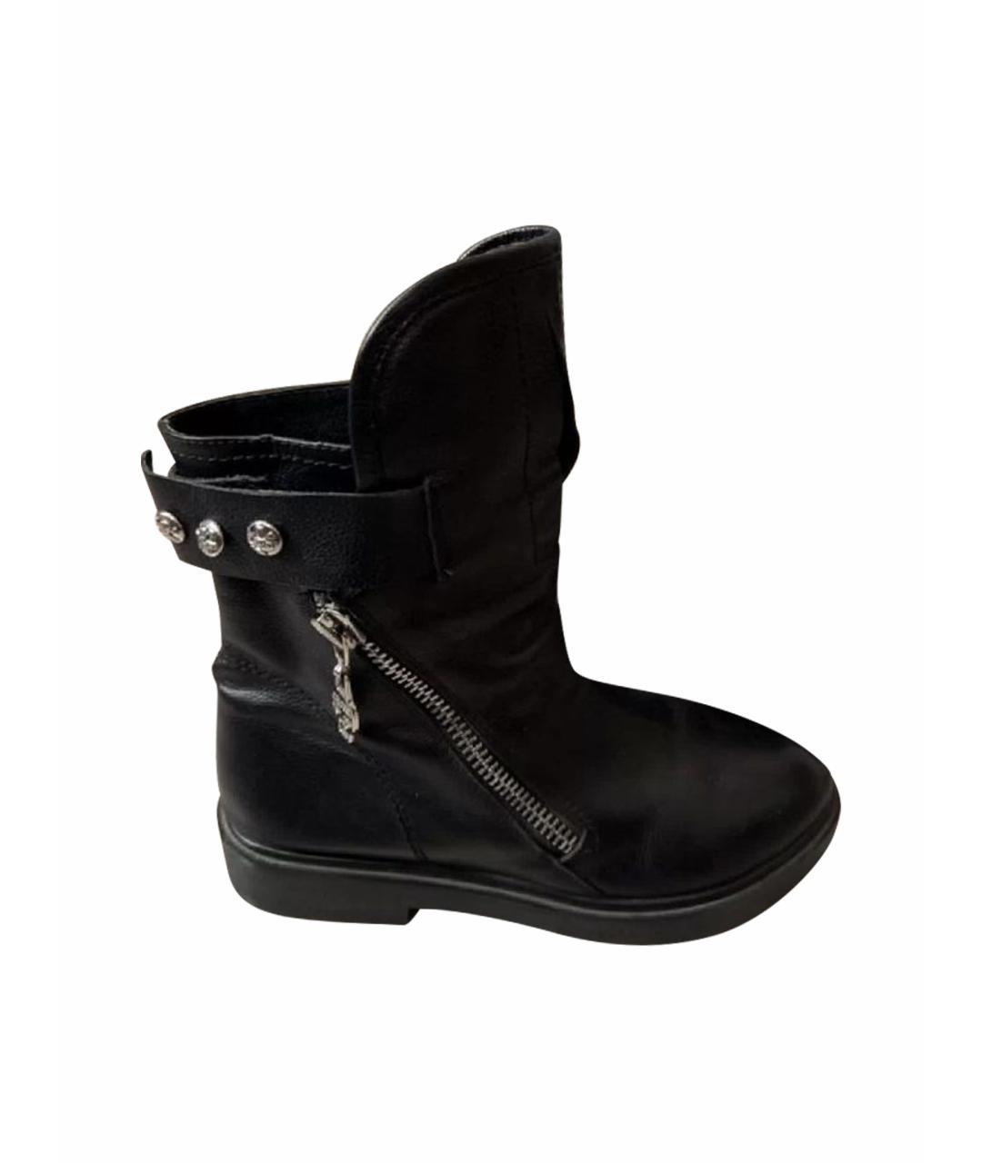 ALEXANDER MCQUEEN Черные кожаные высокие ботинки, фото 1