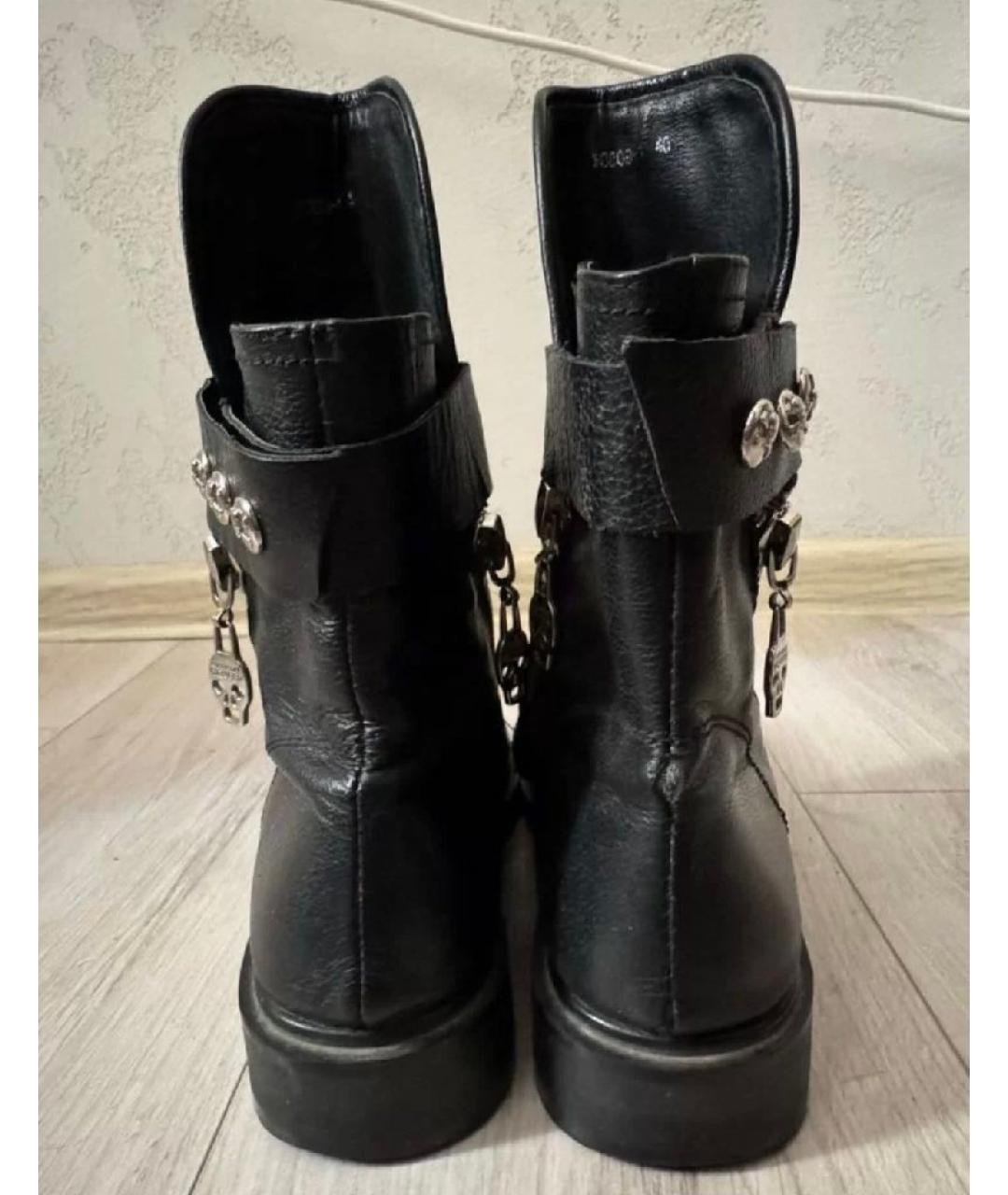 ALEXANDER MCQUEEN Черные кожаные высокие ботинки, фото 4