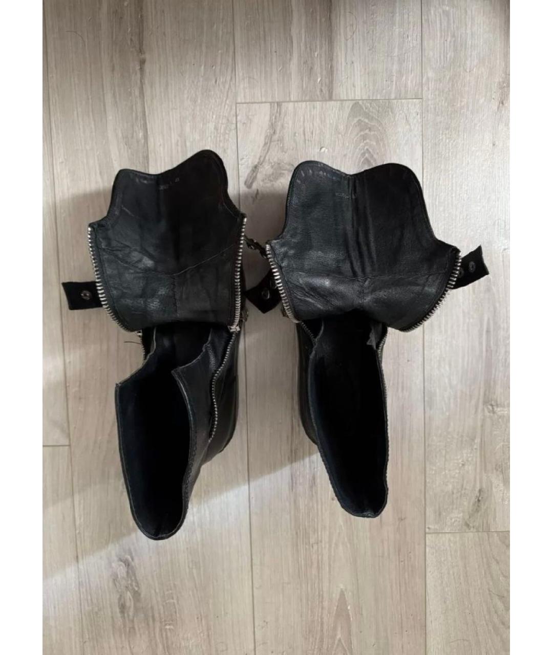 ALEXANDER MCQUEEN Черные кожаные высокие ботинки, фото 3