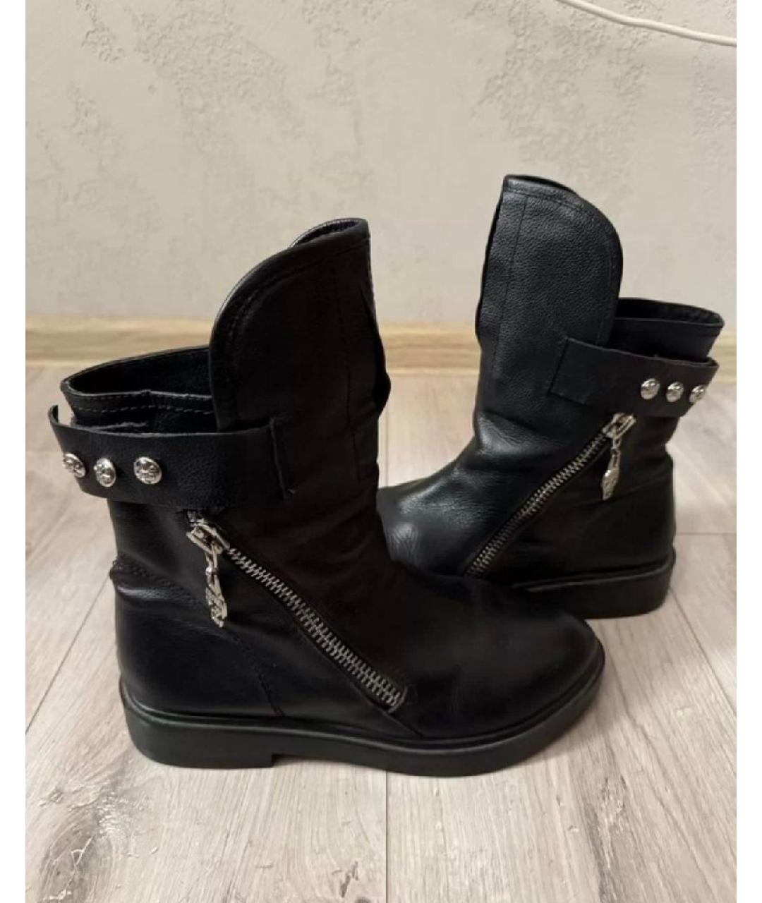 ALEXANDER MCQUEEN Черные кожаные высокие ботинки, фото 9