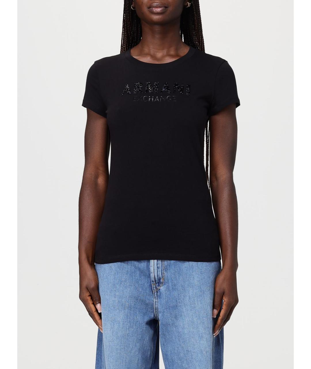 ARMANI EXCHANGE Черная хлопковая футболка, фото 4