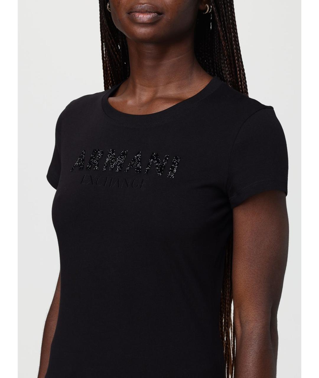 ARMANI EXCHANGE Черная хлопковая футболка, фото 3