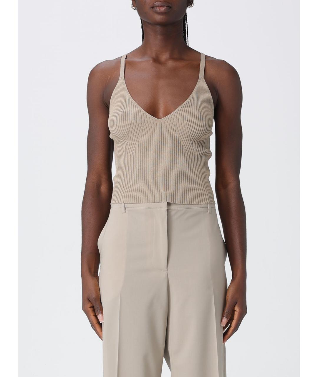 ARMANI EXCHANGE Бежевая вискозная майка, фото 2