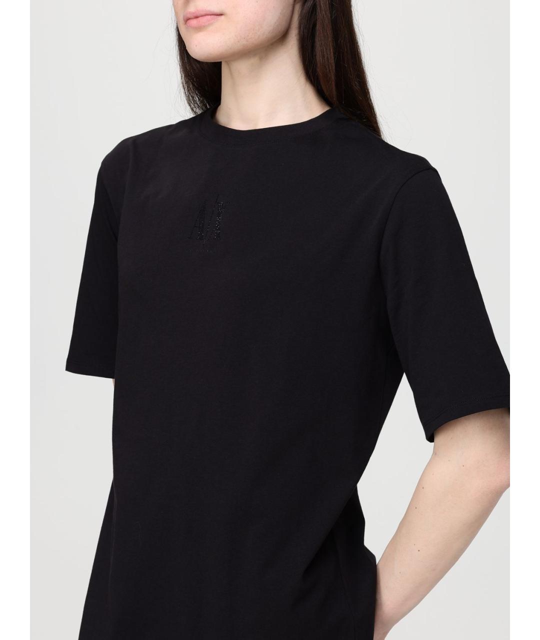 ARMANI EXCHANGE Черное хлопковое повседневное платье, фото 3
