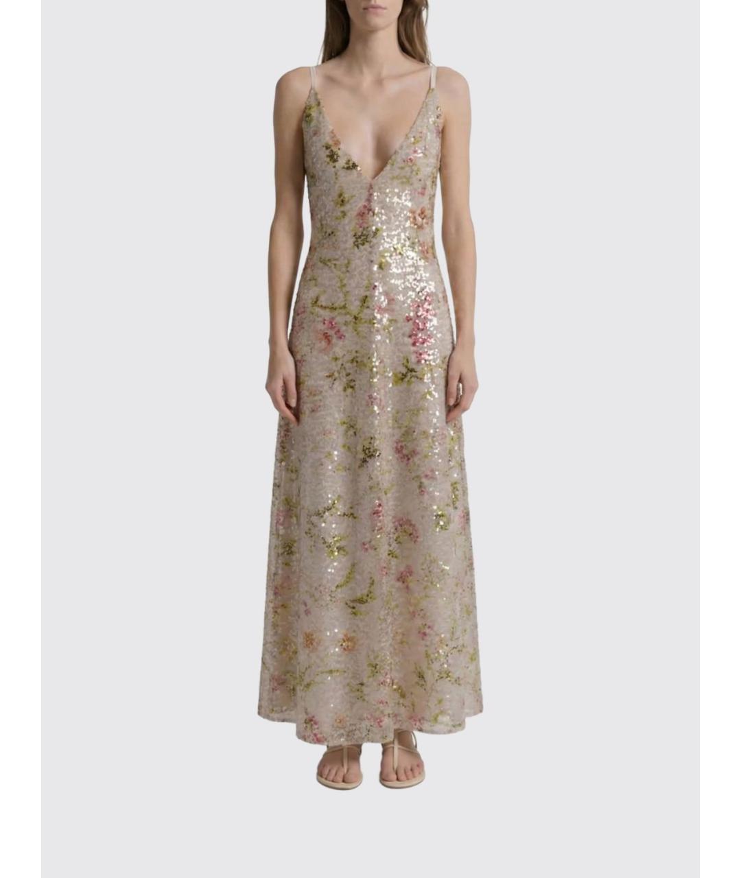 ALBERTA FERRETTI Бежевое полиэстеровое вечернее платье, фото 2