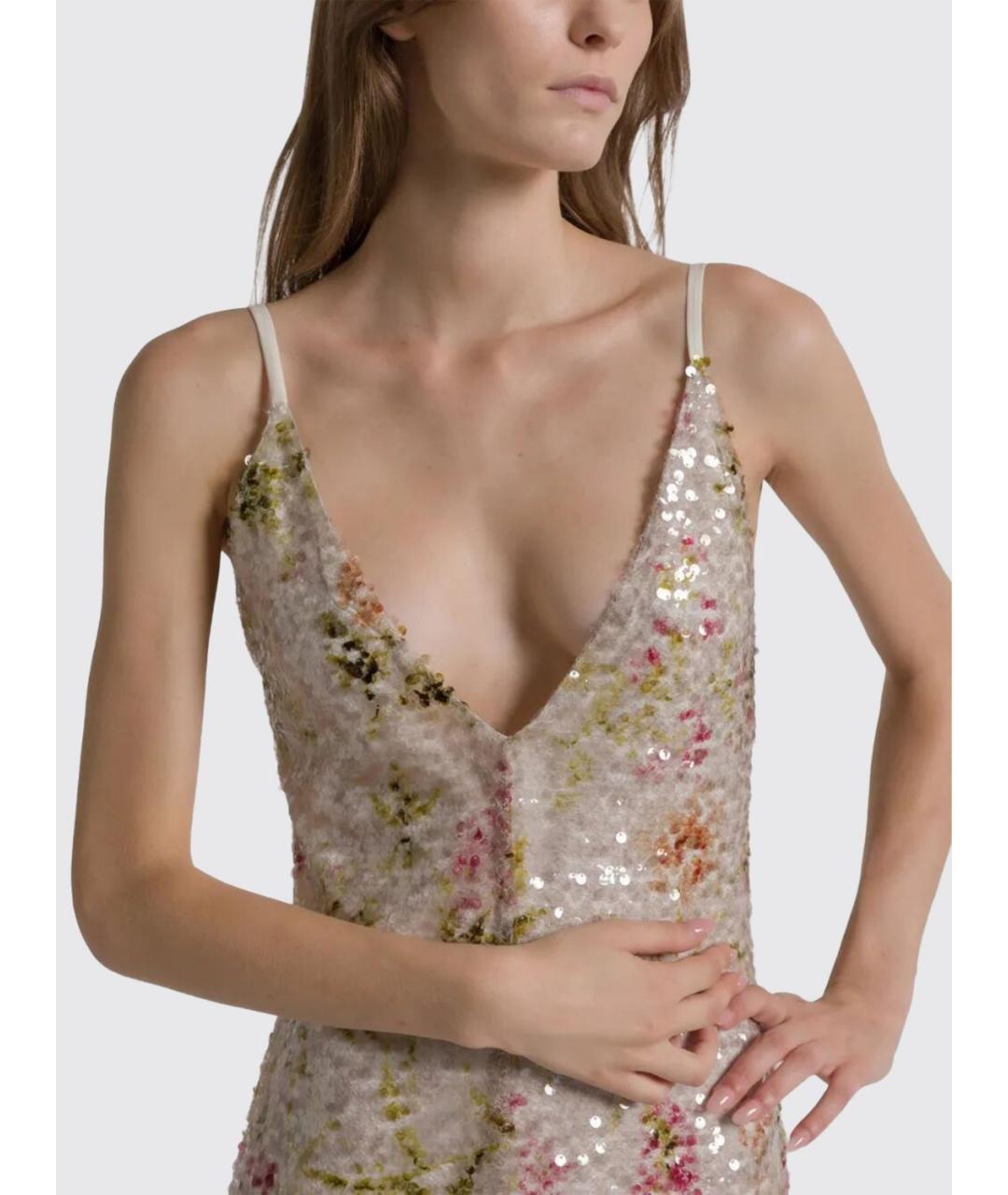 ALBERTA FERRETTI Бежевое полиэстеровое вечернее платье, фото 4