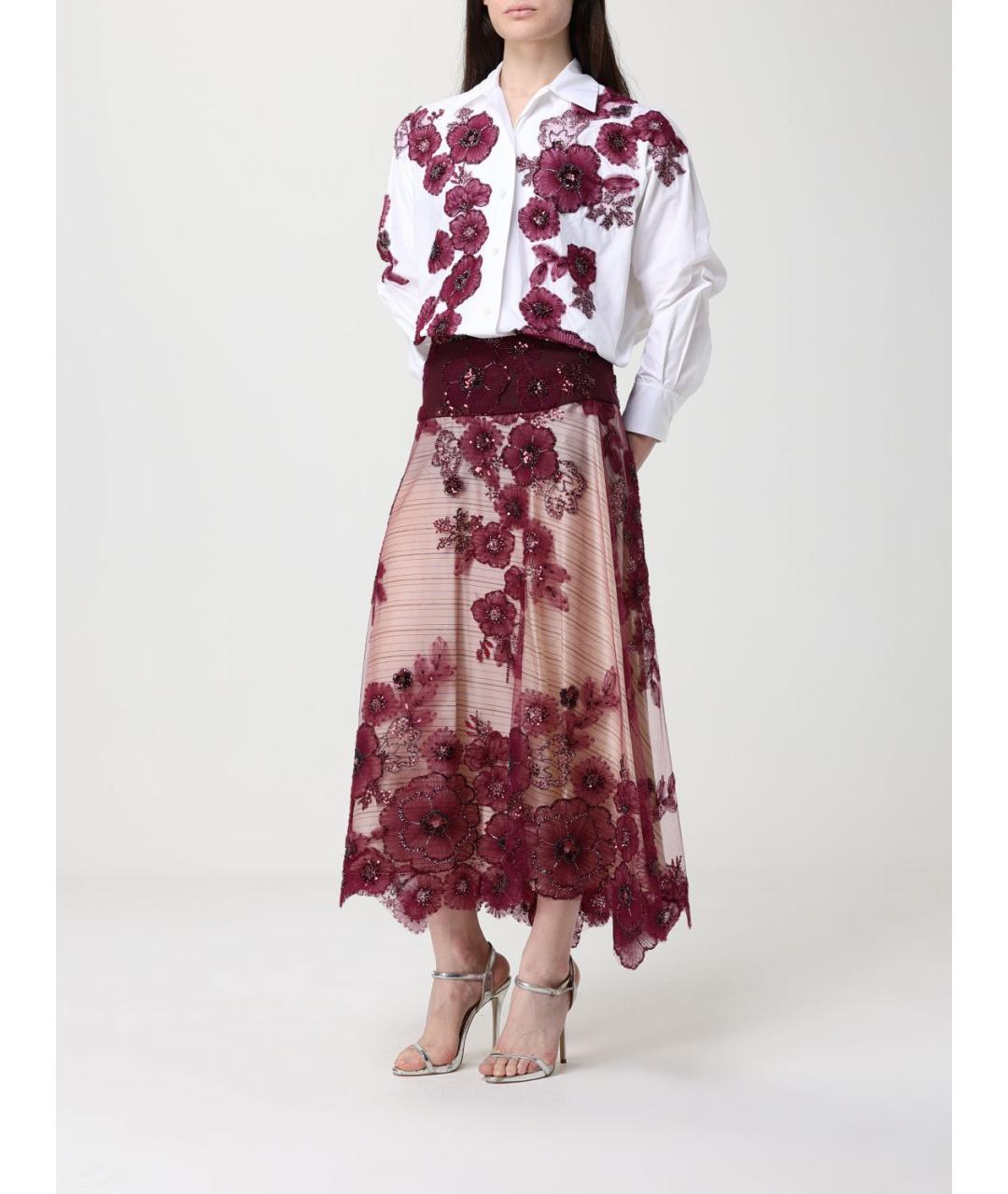 ANTONIO MARRAS Бордовая вискозная юбка миди, фото 2