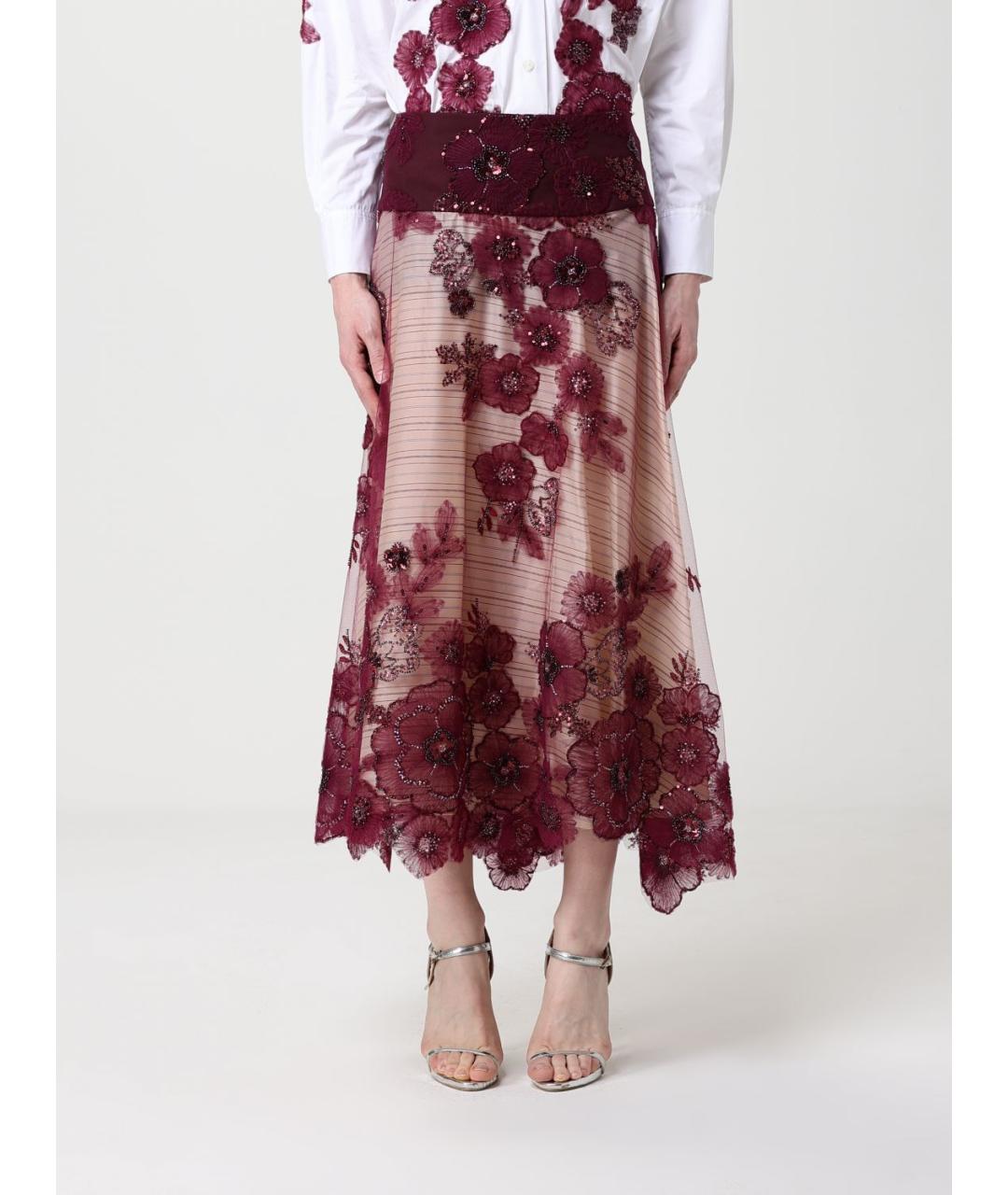 ANTONIO MARRAS Бордовая вискозная юбка миди, фото 5