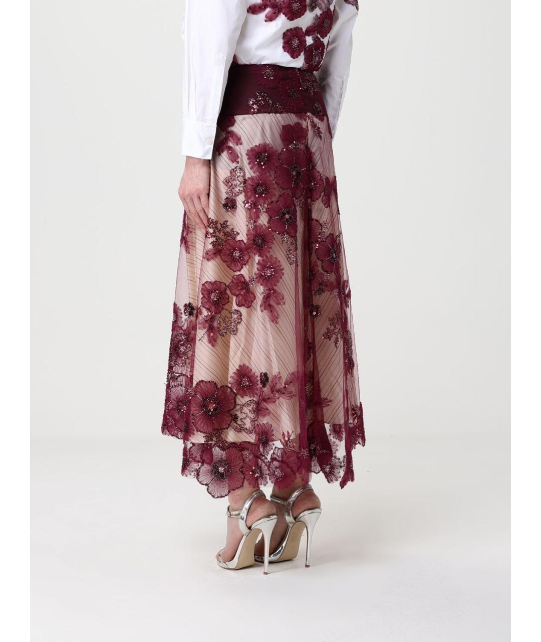 ANTONIO MARRAS Бордовая вискозная юбка миди, фото 3