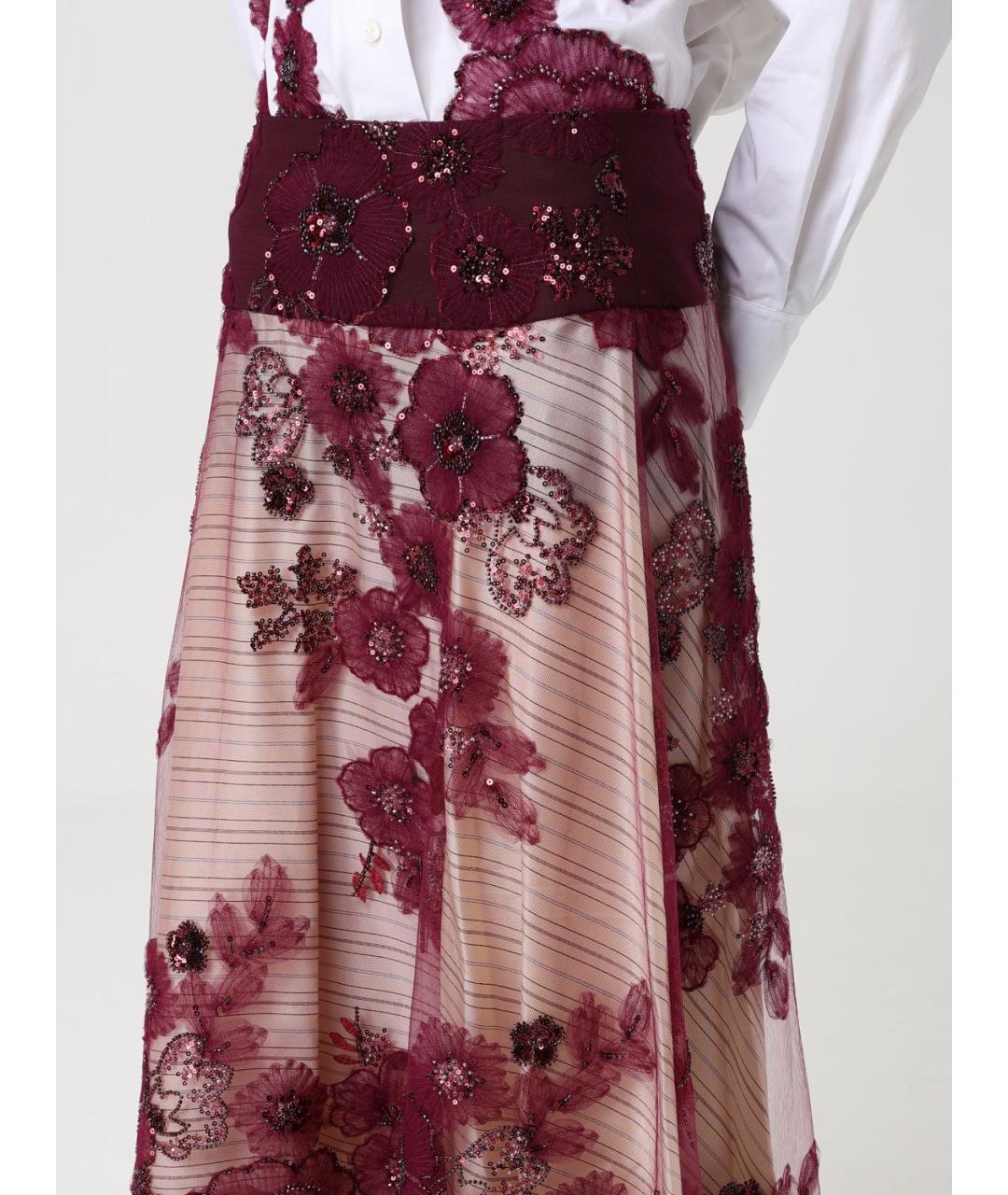 ANTONIO MARRAS Бордовая вискозная юбка миди, фото 4