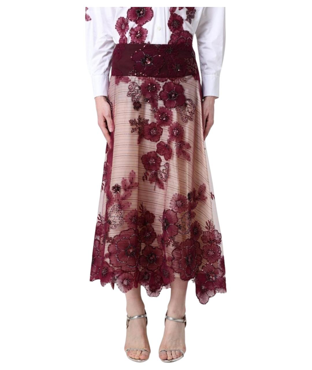 ANTONIO MARRAS Бордовая вискозная юбка миди, фото 1