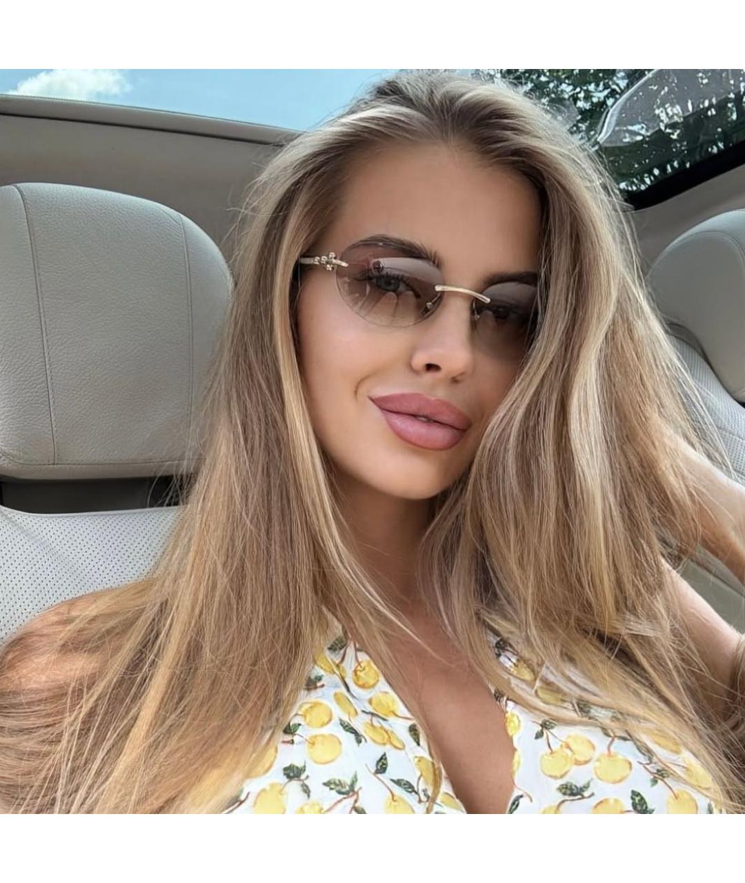 TIFFANY&CO Бежевые металлические солнцезащитные очки, фото 6