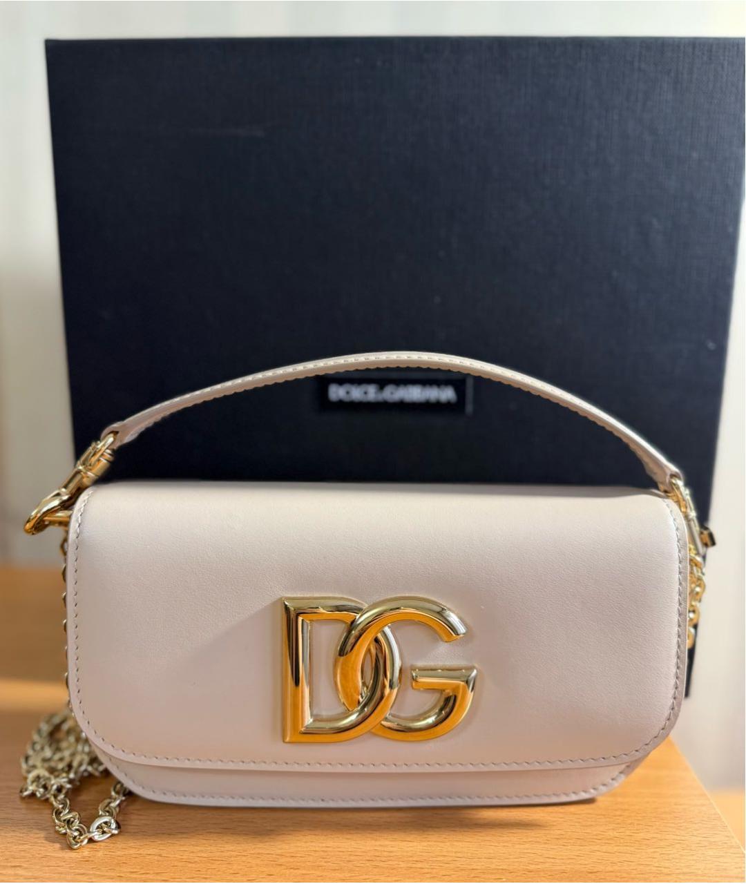 DOLCE&GABBANA Бежевая кожаная сумка с короткими ручками, фото 2