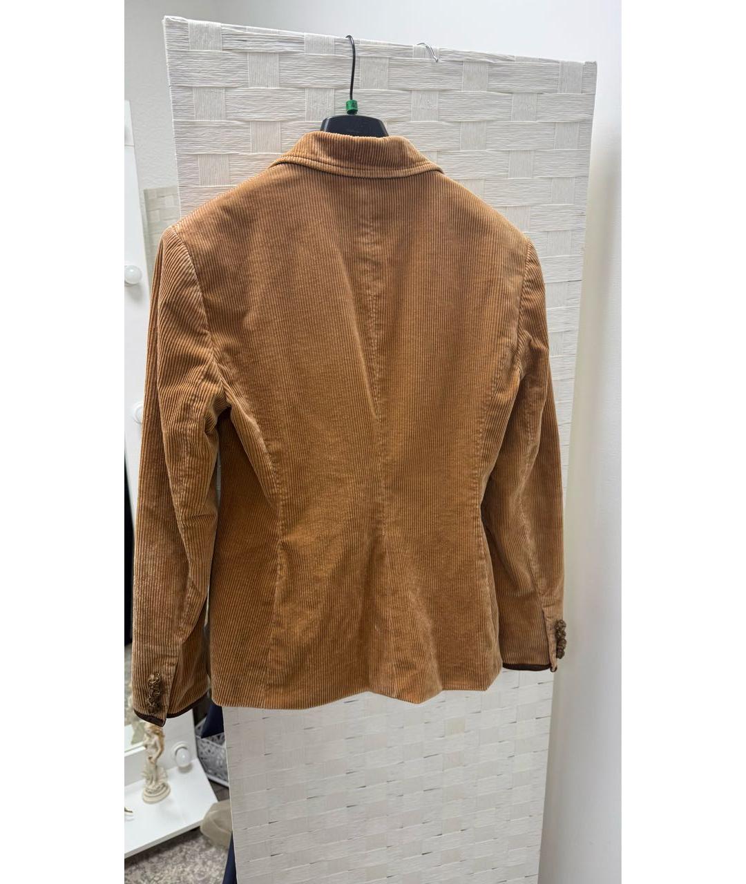 RALPH LAUREN Коричневый хлопко-эластановый жакет/пиджак, фото 2
