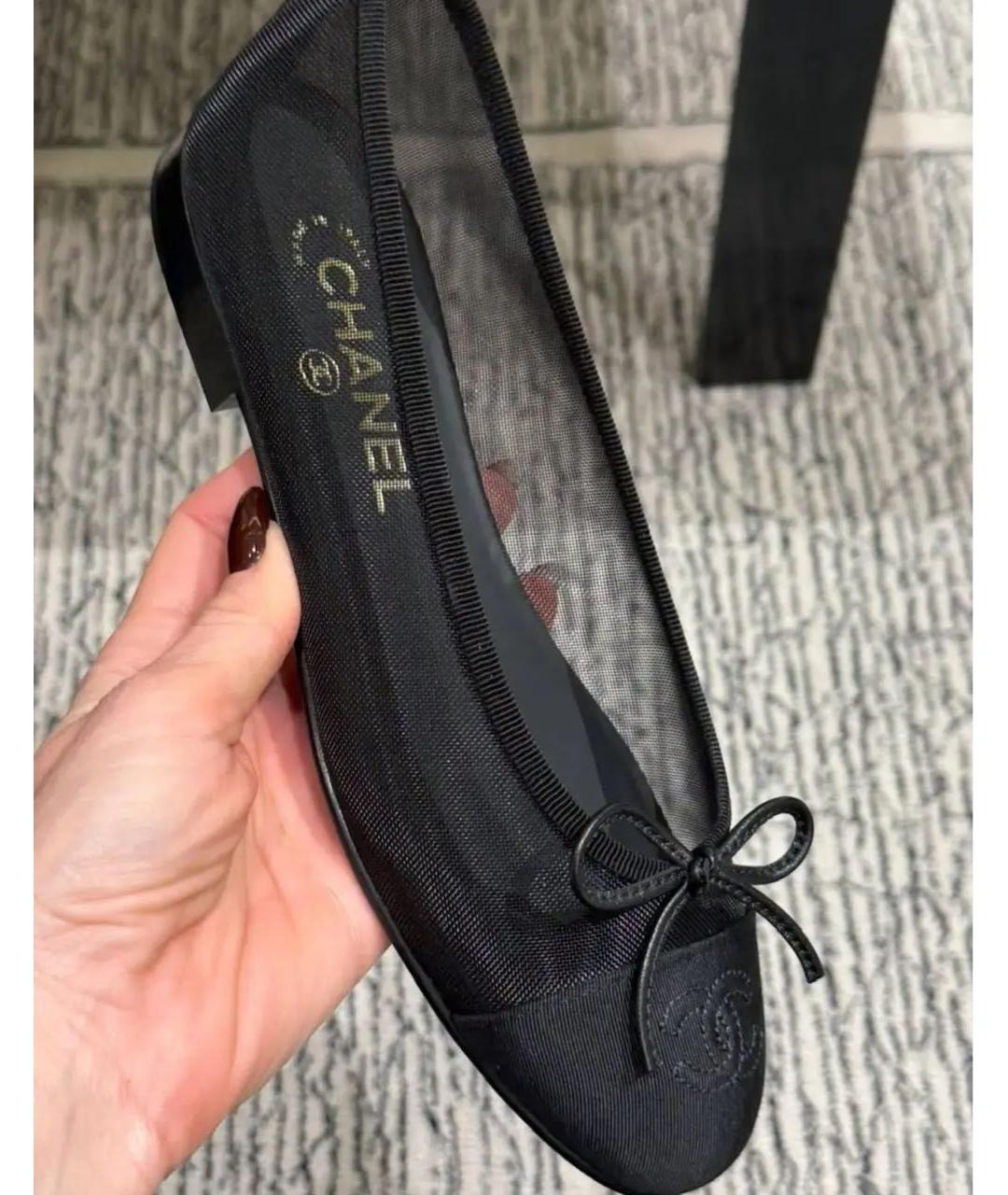 CHANEL Черные текстильные балетки, фото 3