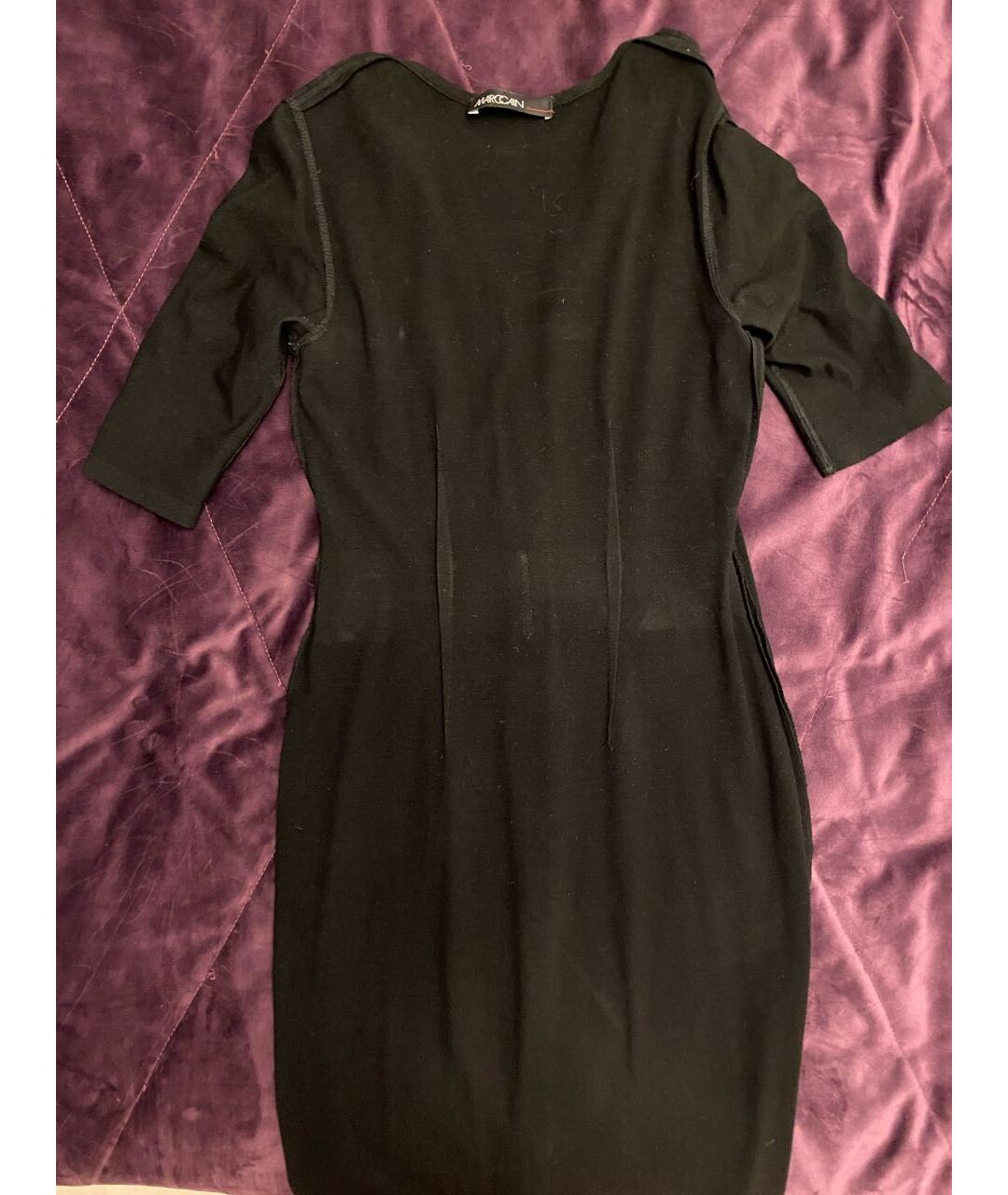 MARC CAIN Черное хлопко-эластановое платье, фото 3