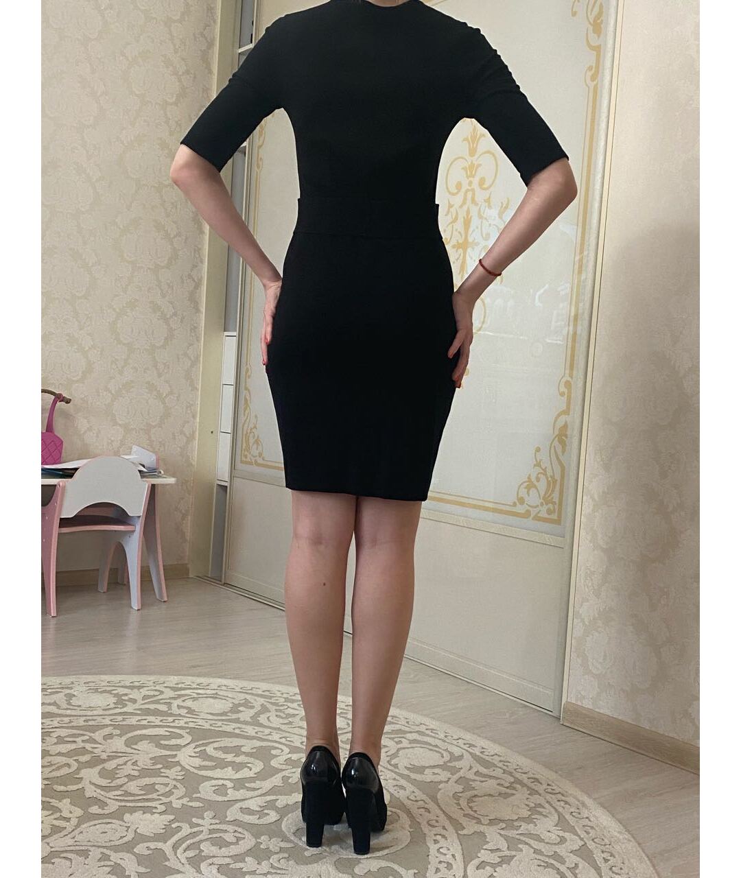 MARC CAIN Черное хлопко-эластановое платье, фото 2