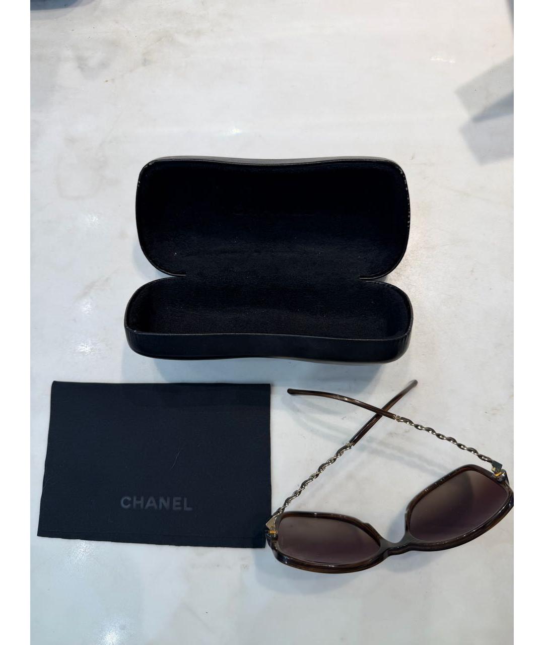 CHANEL Коричневые пластиковые солнцезащитные очки, фото 5