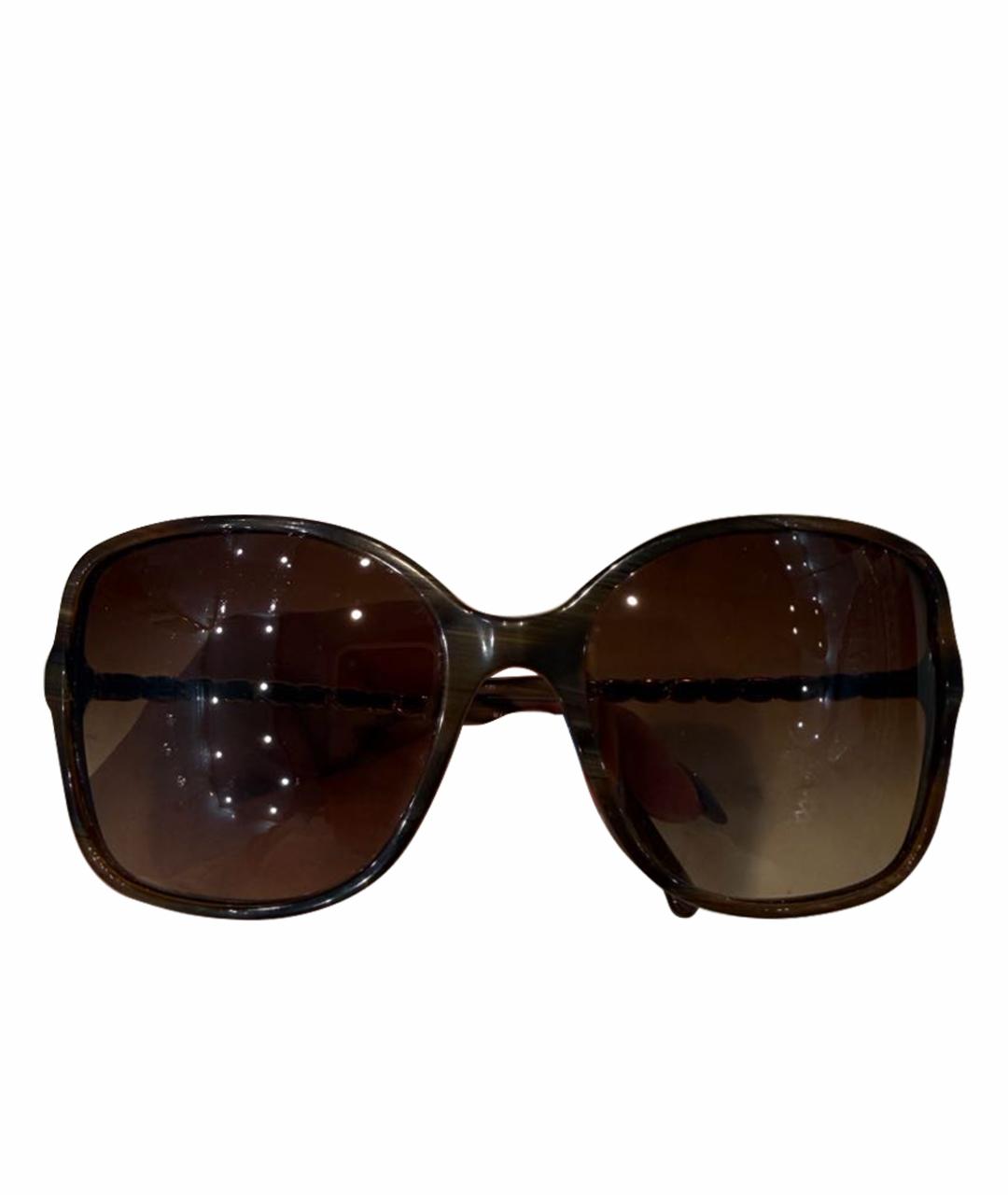 CHANEL Коричневые пластиковые солнцезащитные очки, фото 1